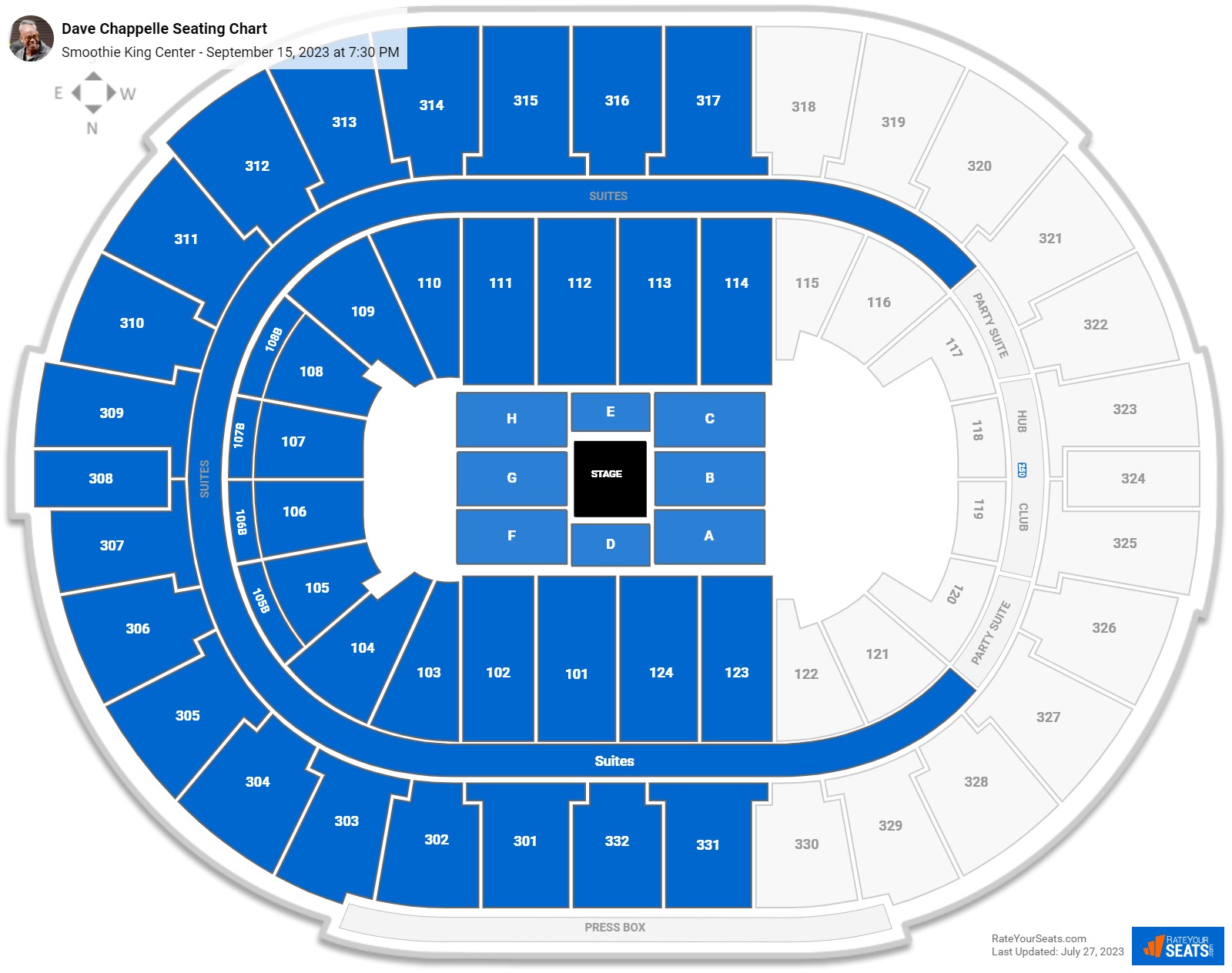 Smoothie King Center Concert Seating Chart