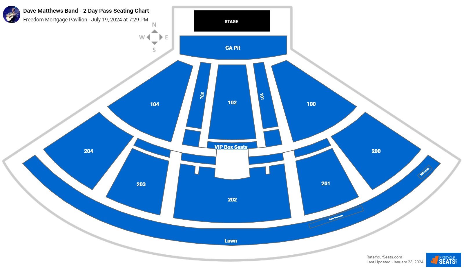 Dave Matthews Band - 2 Day Pass seating chart Freedom Mortgage Pavilion
