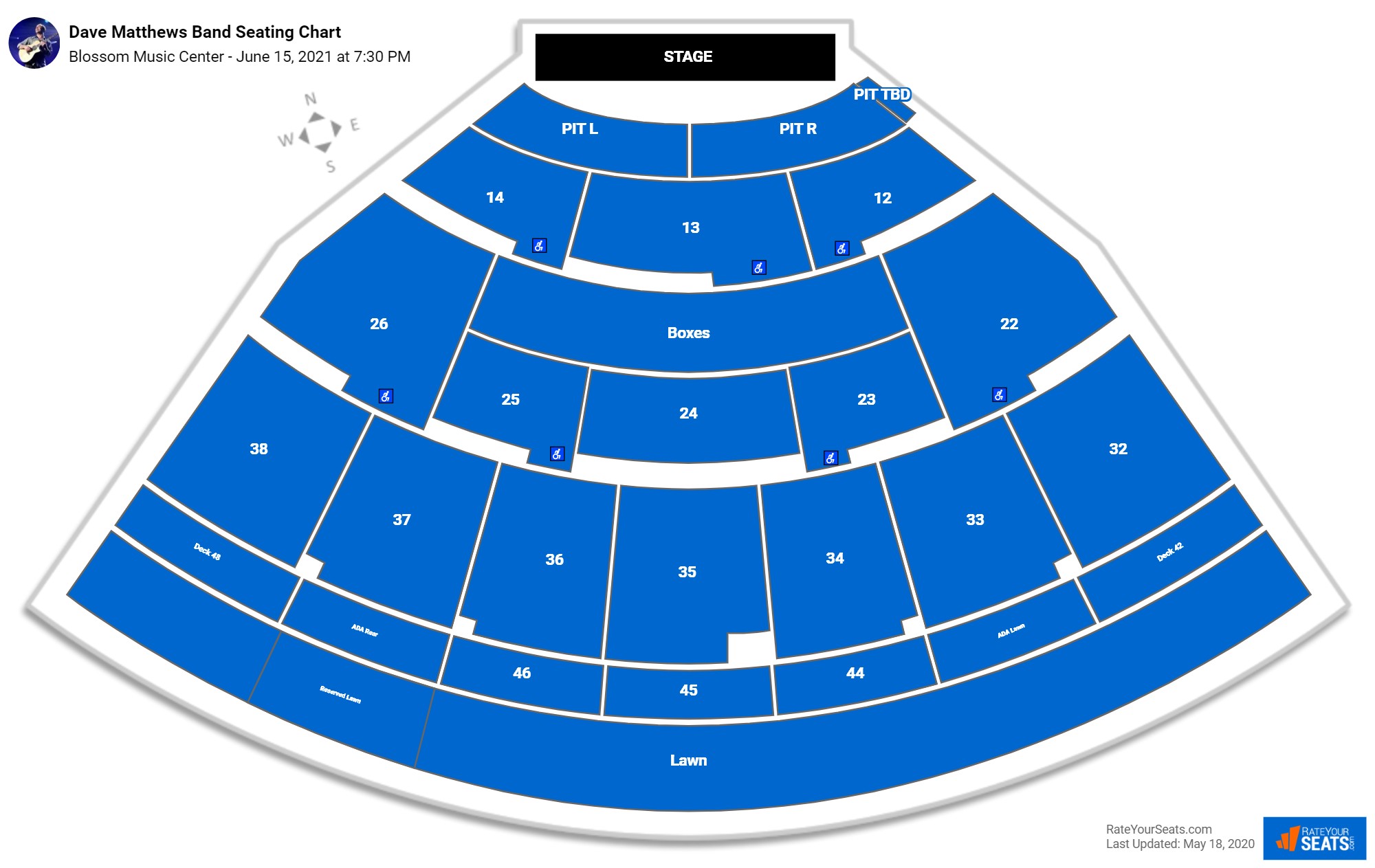 Dave Matthews Band seating chart Blossom Music Center