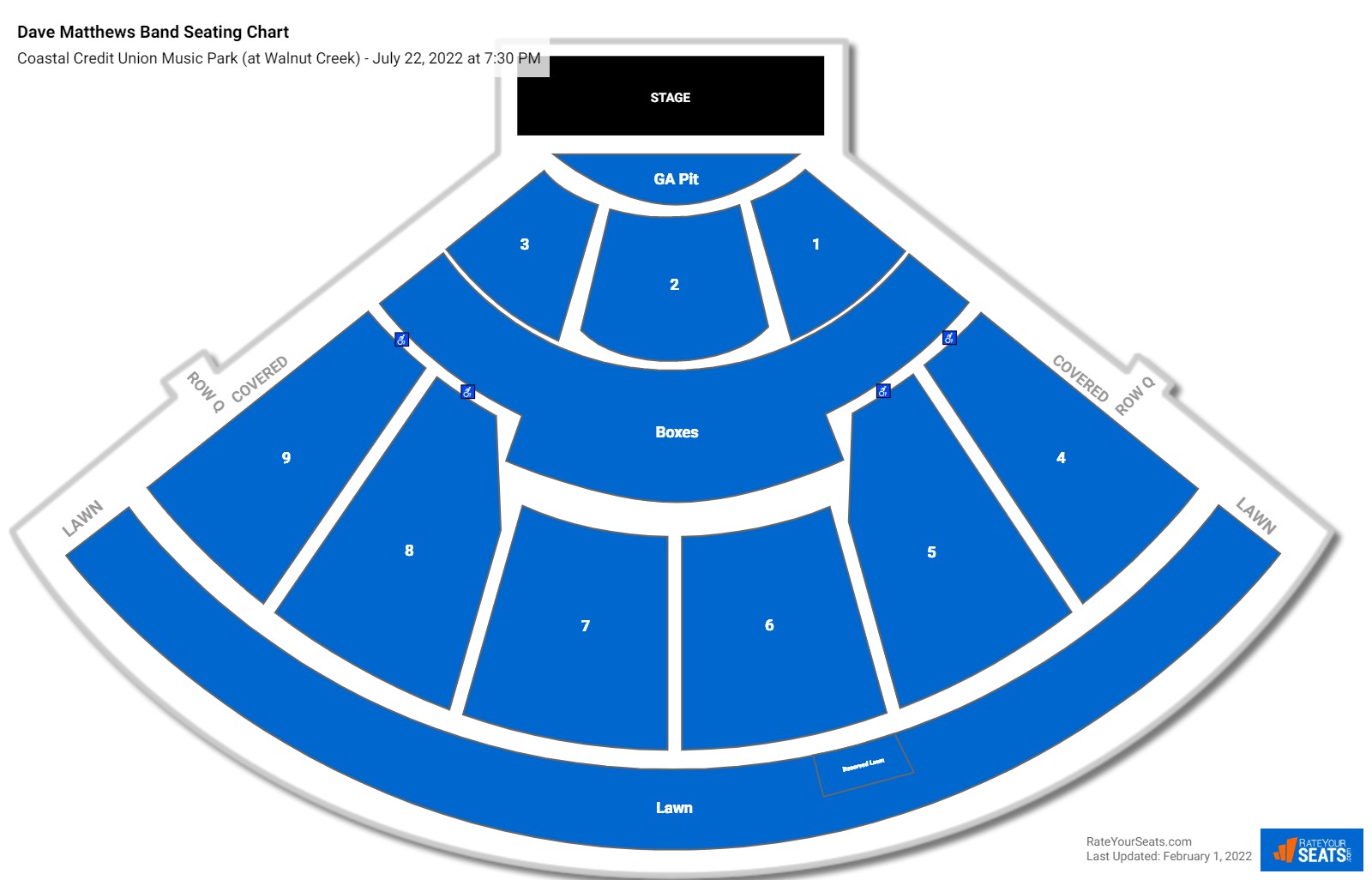 Dave Matthews Band seating chart Coastal Credit Union Music Park (at Walnut Creek)