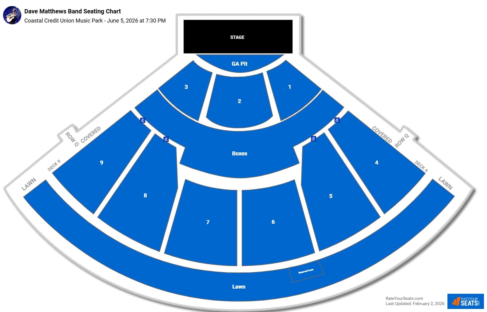 Dave Matthews Band seating chart Coastal Credit Union Music Park (at Walnut Creek)