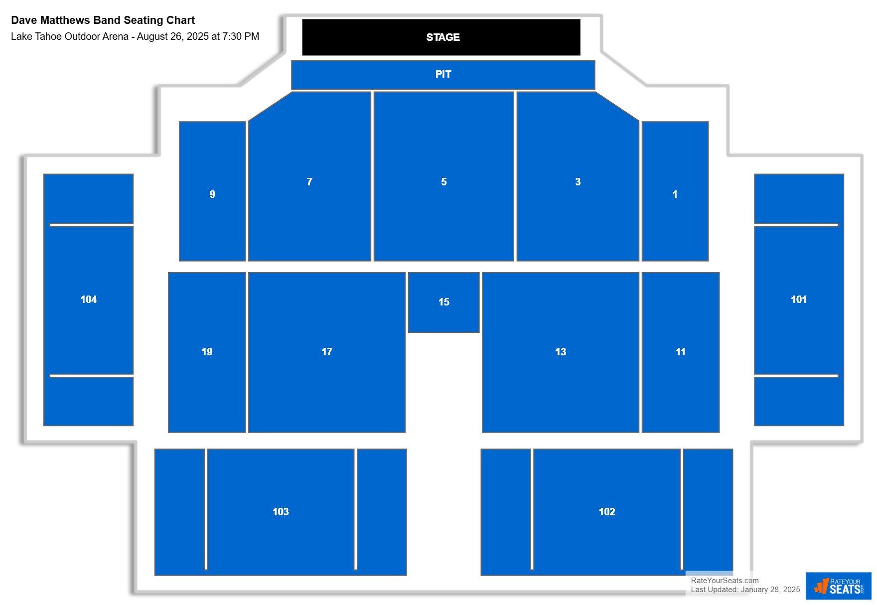 Dave Matthews Band seating chart Lake Tahoe Outdoor Arena