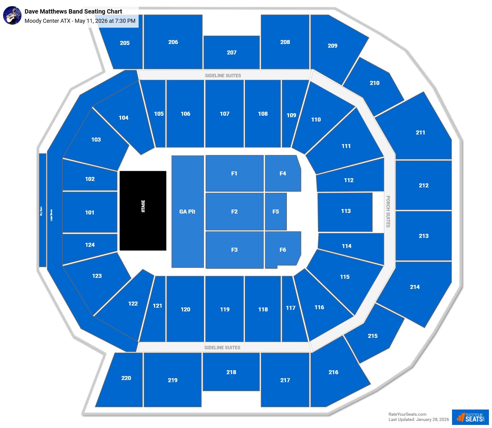 Dave Matthews Band seating chart Moody Center ATX