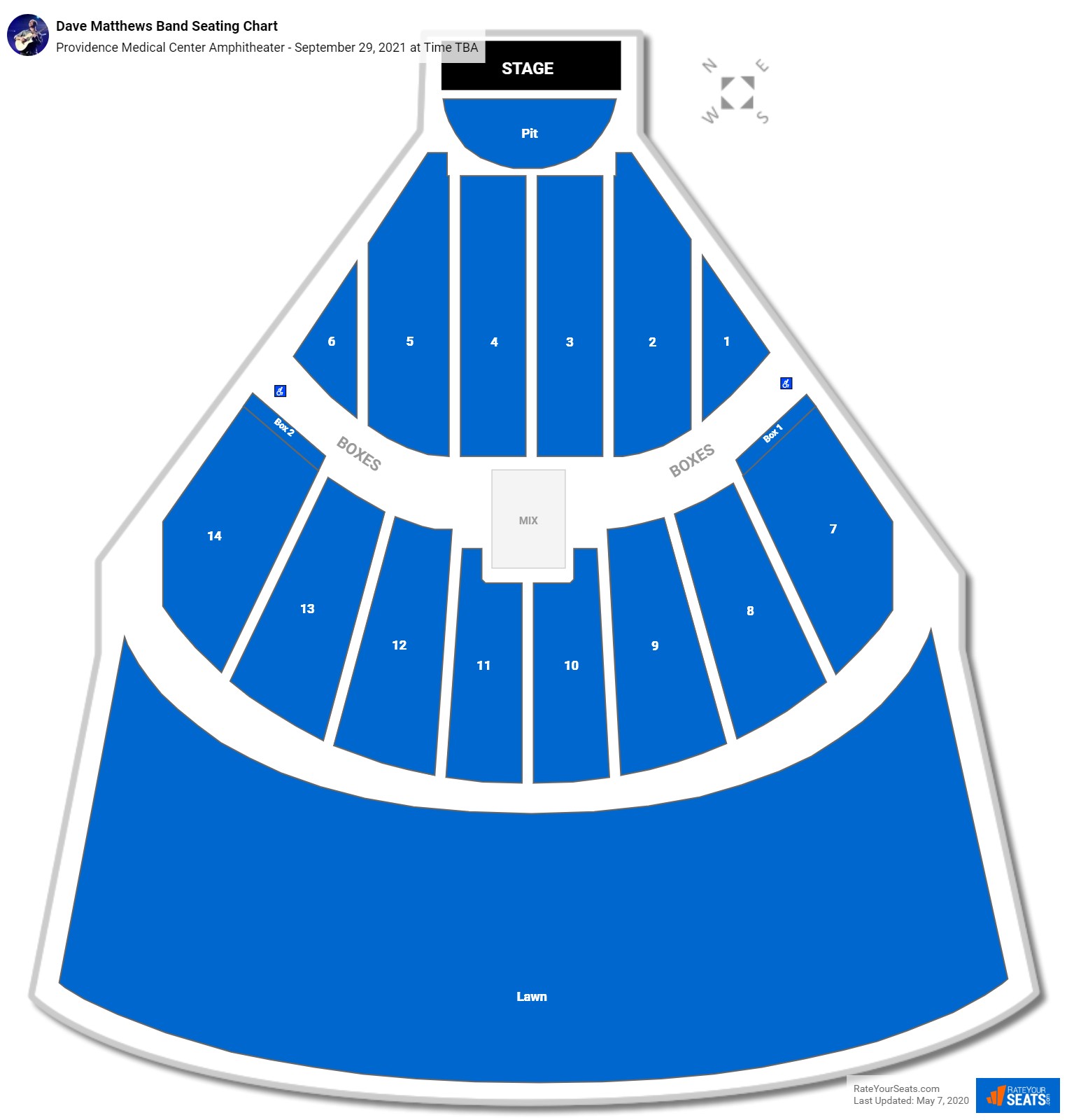 Dave Matthews Band seating chart Providence Medical Center Amphitheater