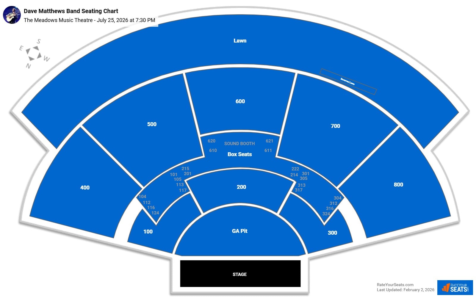 Dave Matthews Band seating chart The Meadows Music Theatre
