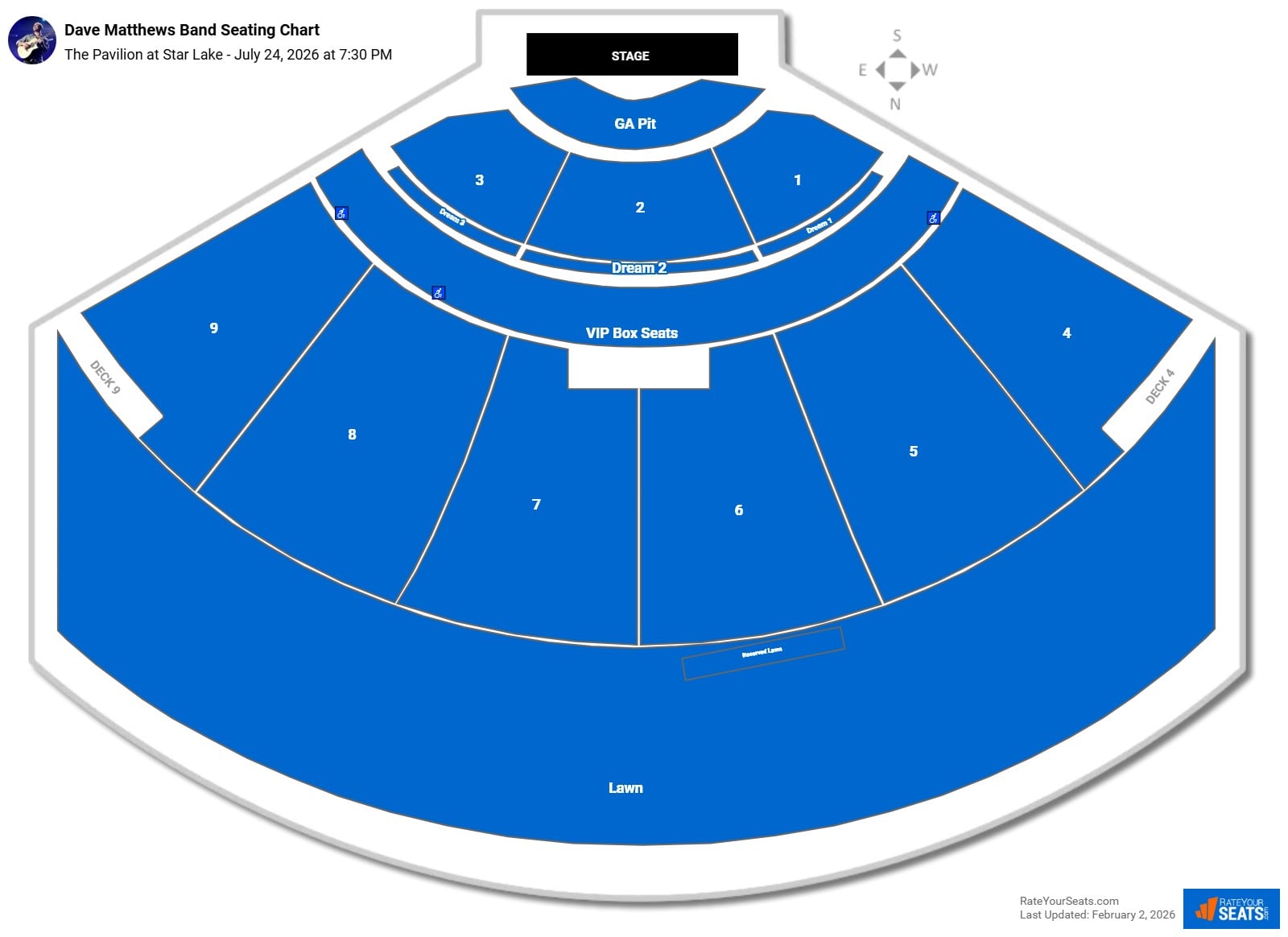 Dave Matthews Band seating chart The Pavilion at Star Lake