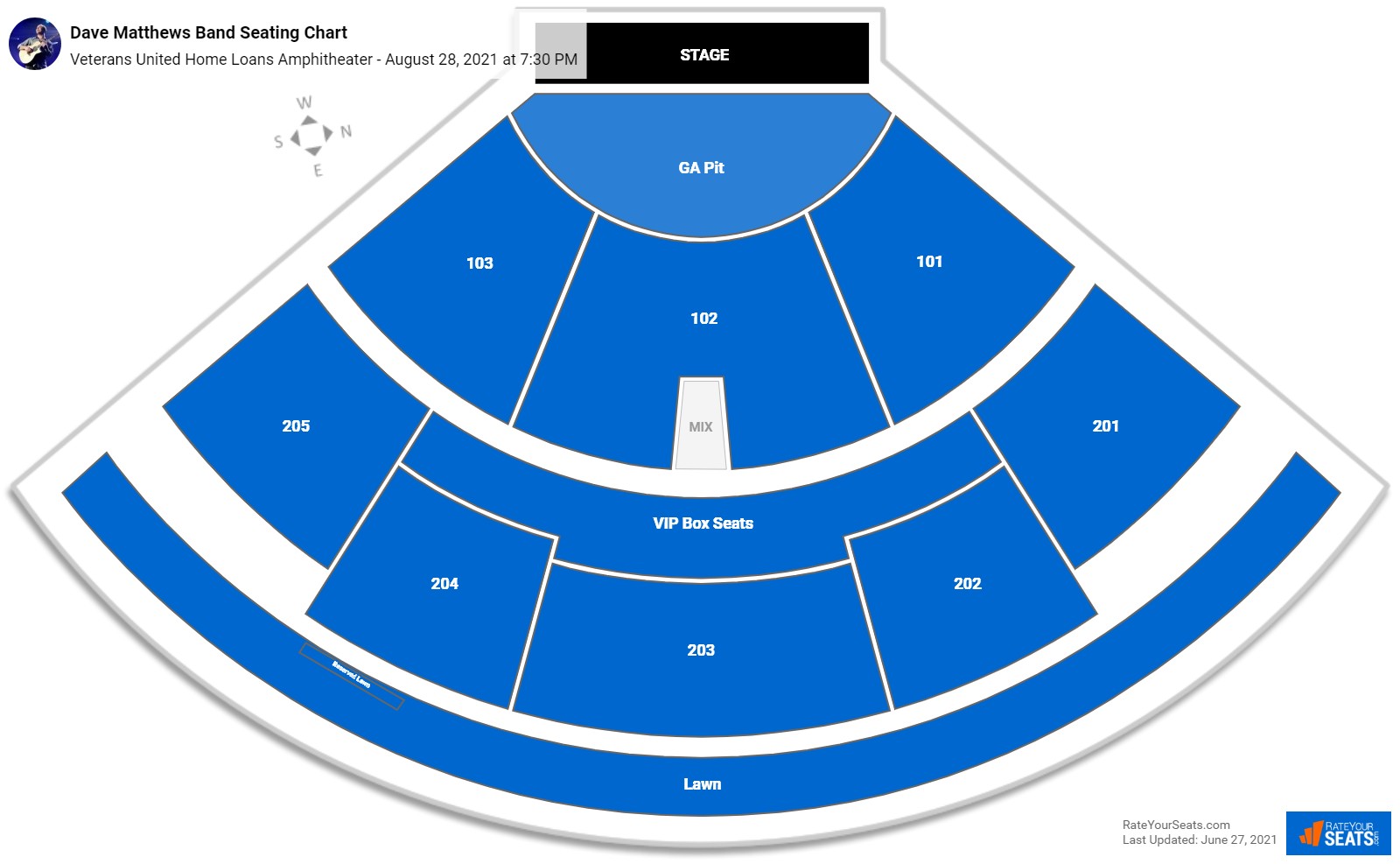 Dave Matthews Band seating chart Veterans United Home Loans Amphitheater