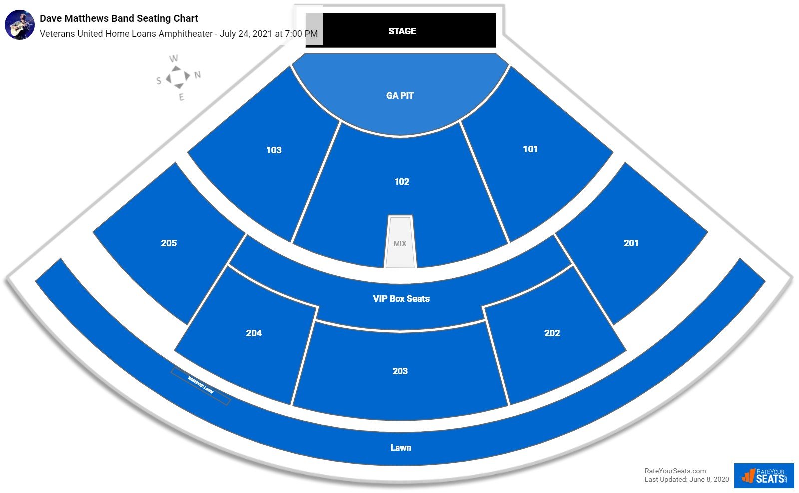 Dave Matthews Band seating chart Veterans United Home Loans Amphitheater