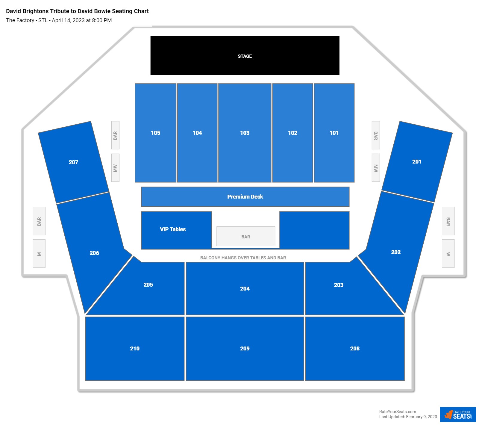 David Brightons Tribute to David Bowie seating chart The Factory - STL