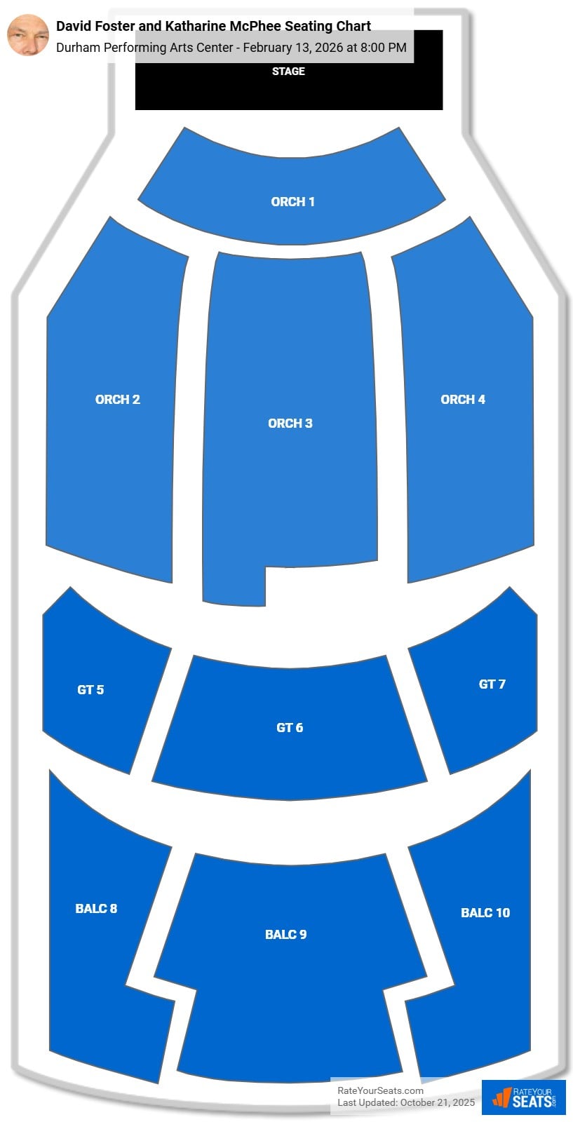 David Foster and Katharine McPhee seating chart Durham Performing Arts Center