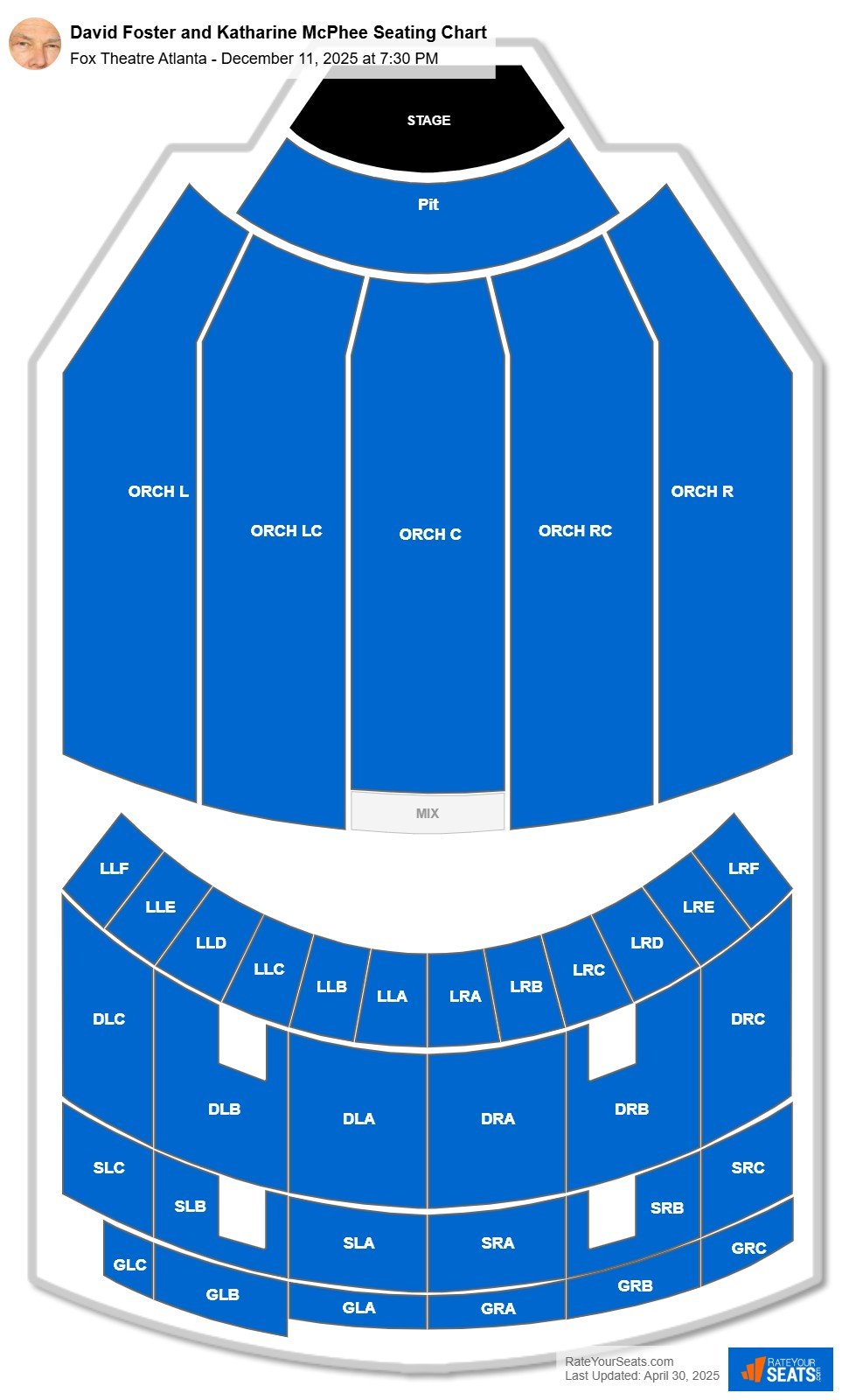 David Foster and Katharine McPhee seating chart Fox Theatre Atlanta