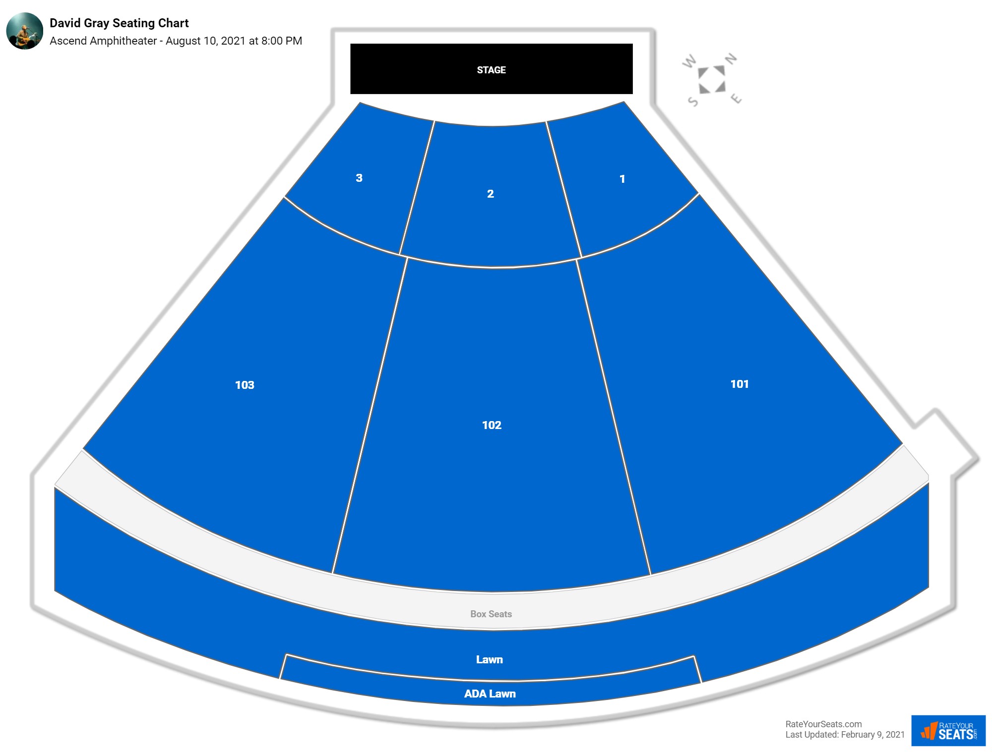 David Gray seating chart Ascend Amphitheater