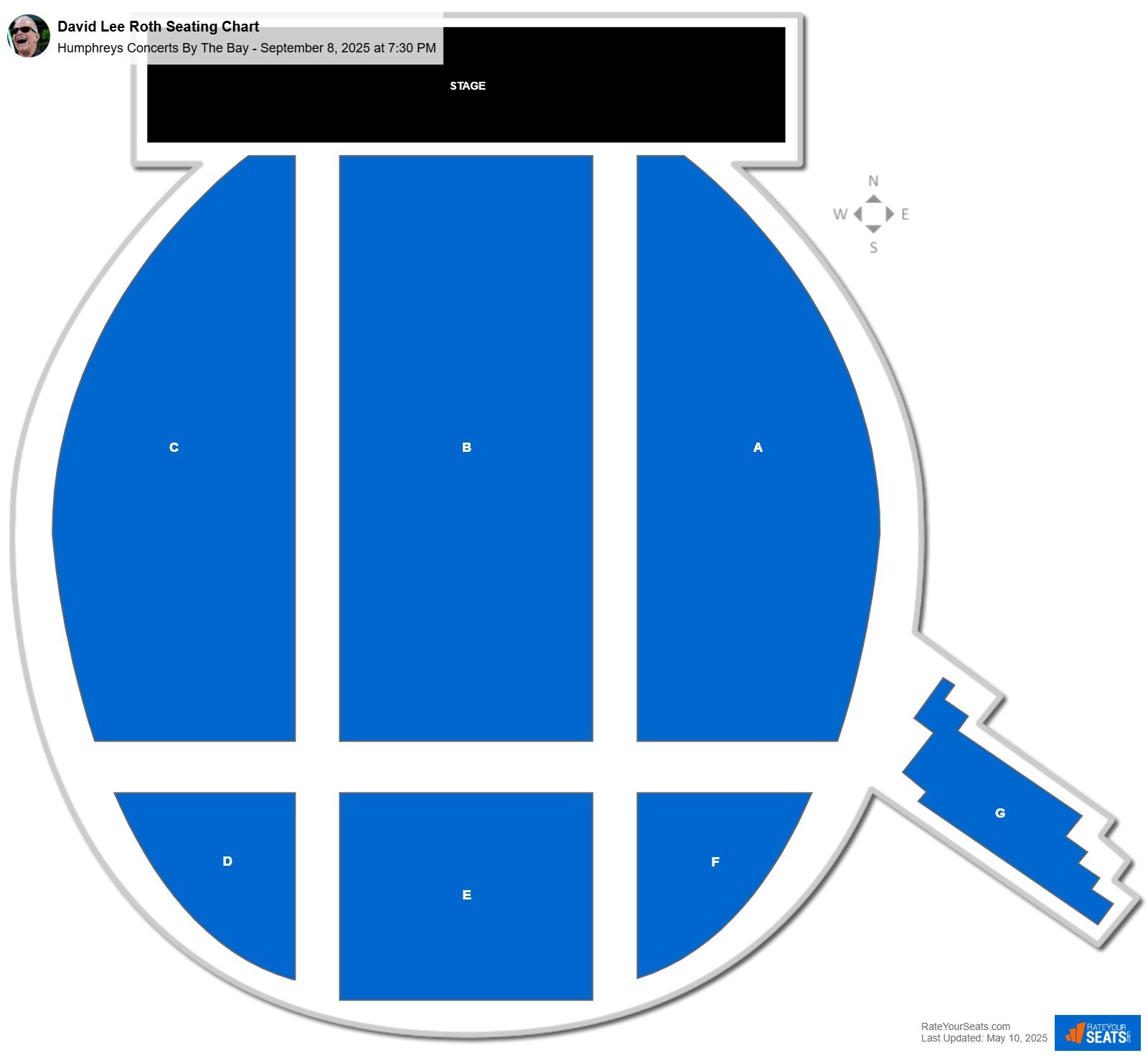 David Lee Roth seating chart Humphreys Concerts By The Bay