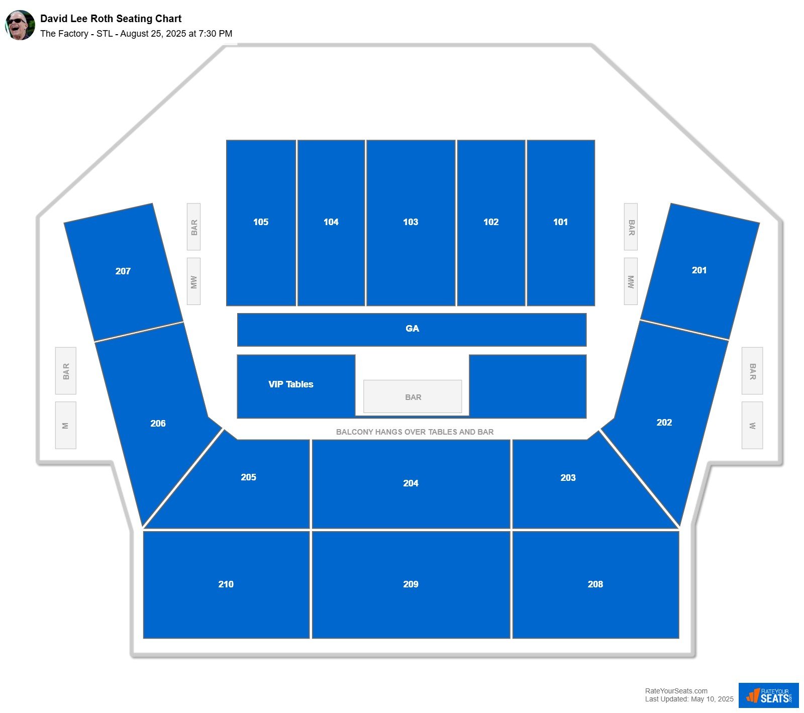 David Lee Roth seating chart The Factory - STL