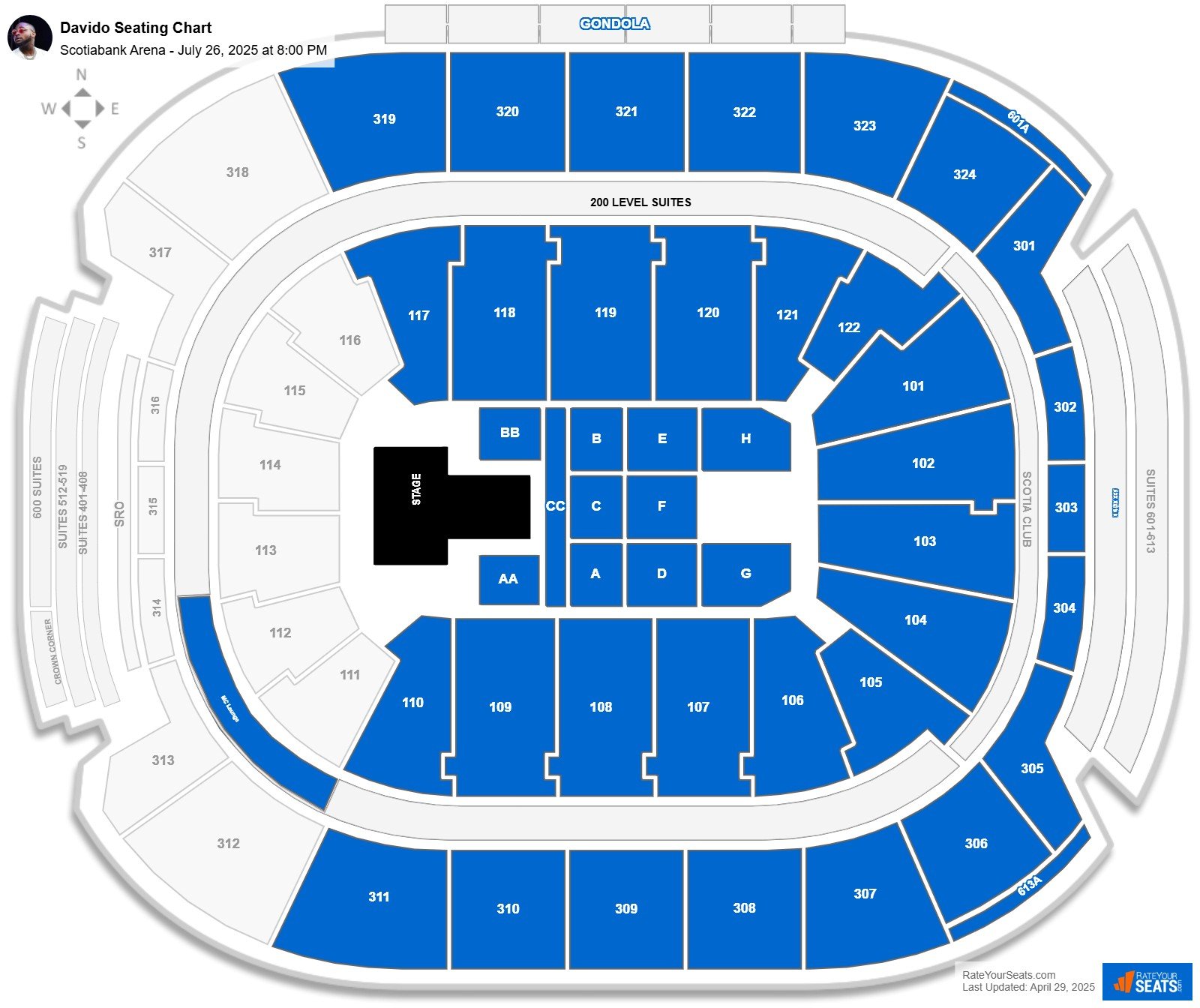 Davido seating chart Scotiabank Arena