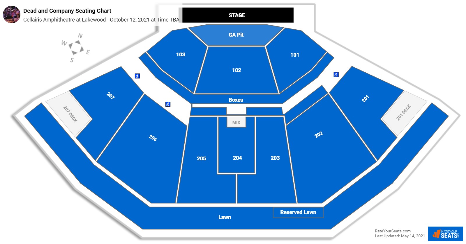 Dead and Company seating chart Cellairis Amphitheatre at Lakewood