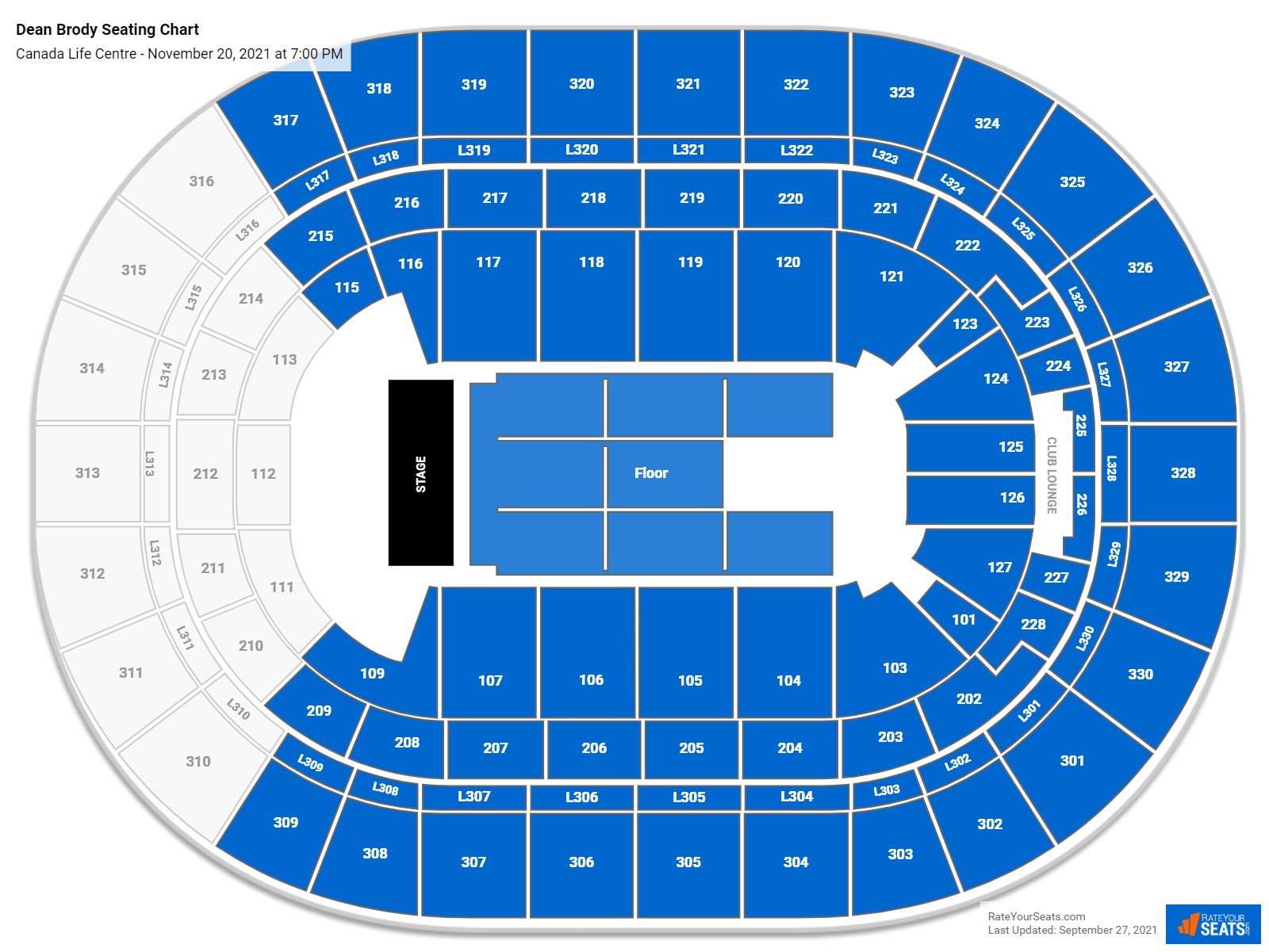 Dean Brody seating chart Canada Life Centre