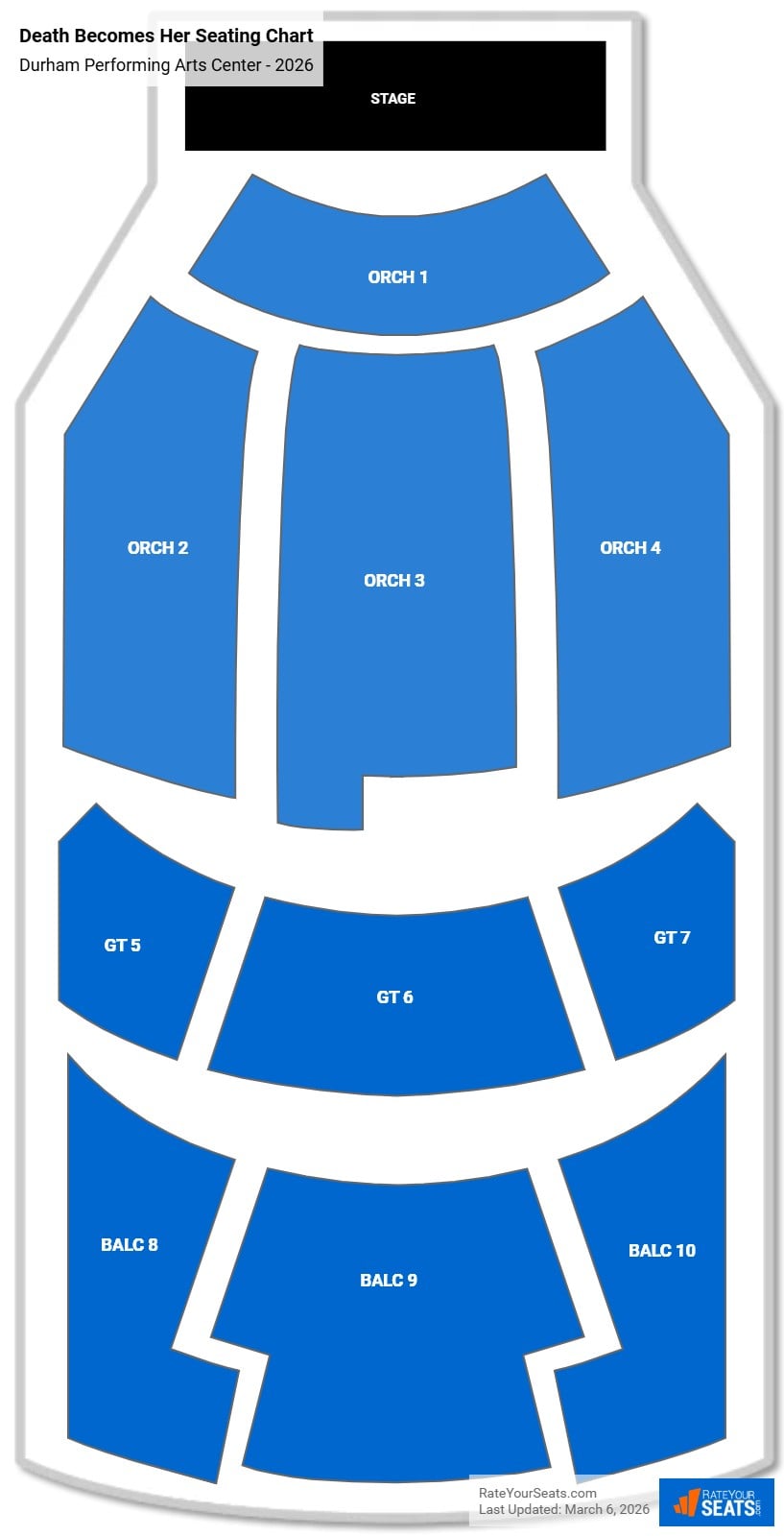 Death Becomes Her seating chart Durham Performing Arts Center