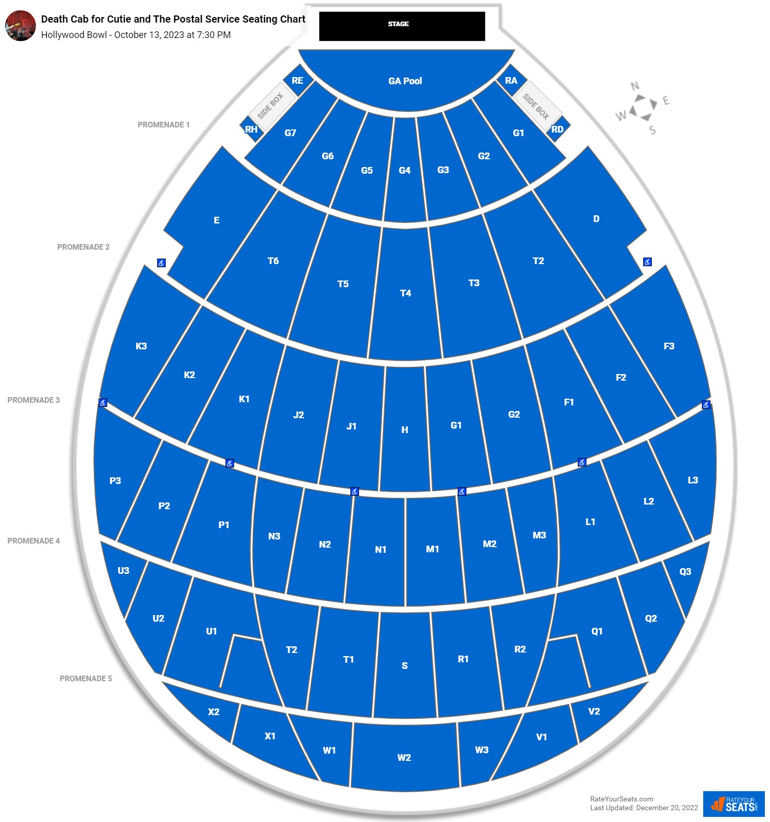 Death Cab for Cutie and The Postal Service seating chart Hollywood Bowl