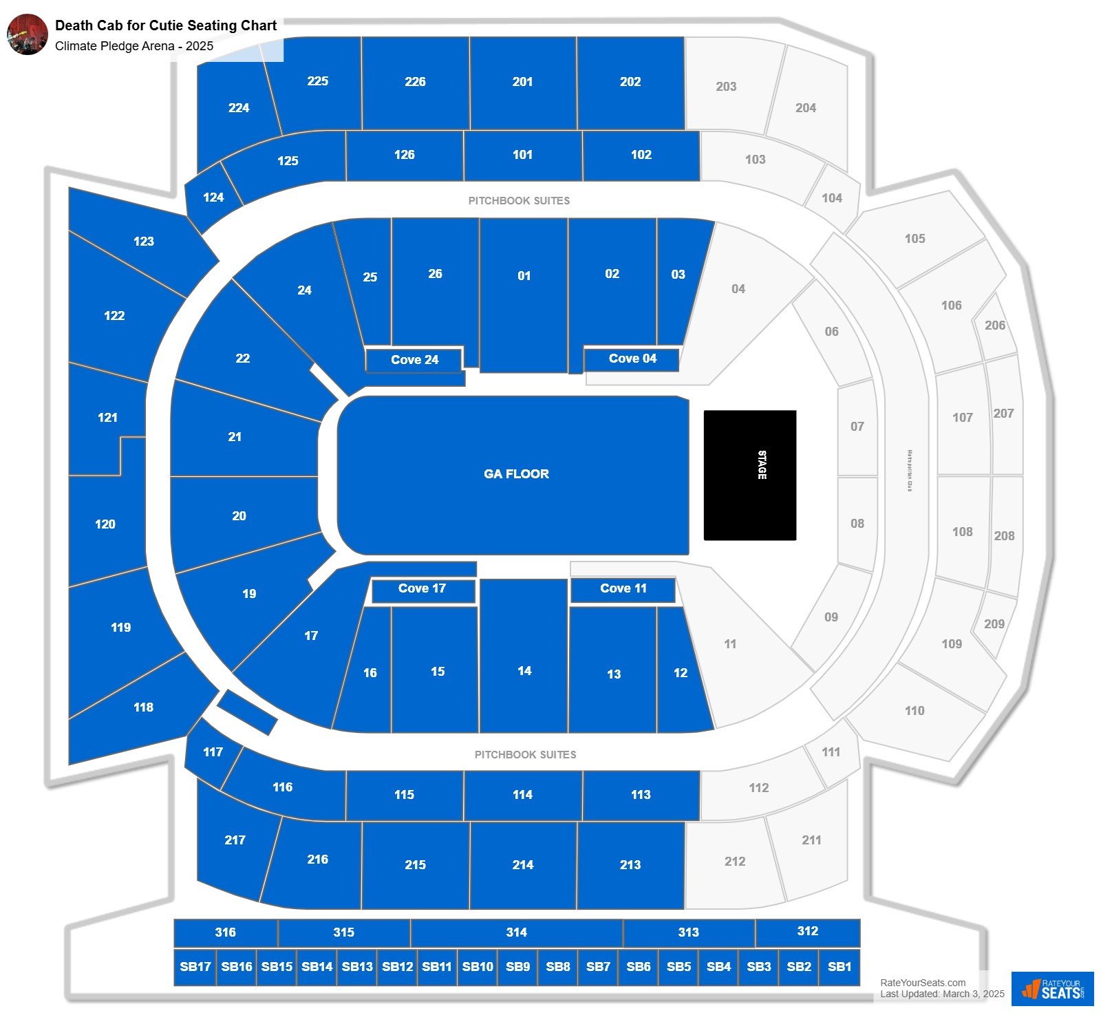Death Cab for Cutie seating chart Climate Pledge Arena