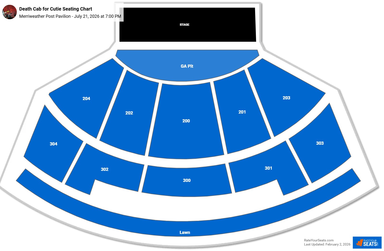Death Cab for Cutie seating chart Merriweather Post Pavilion