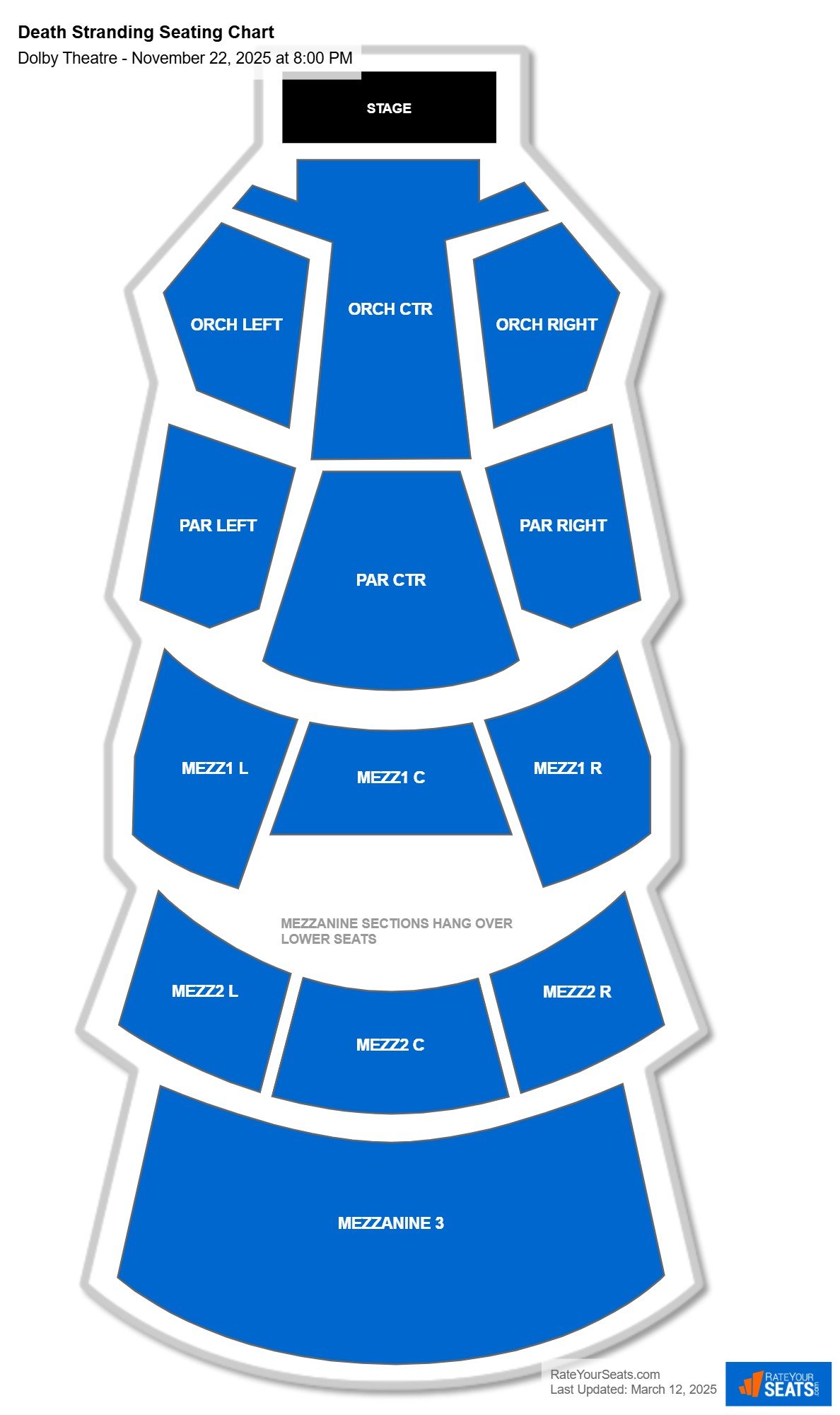 Death Stranding seating chart Dolby Theatre