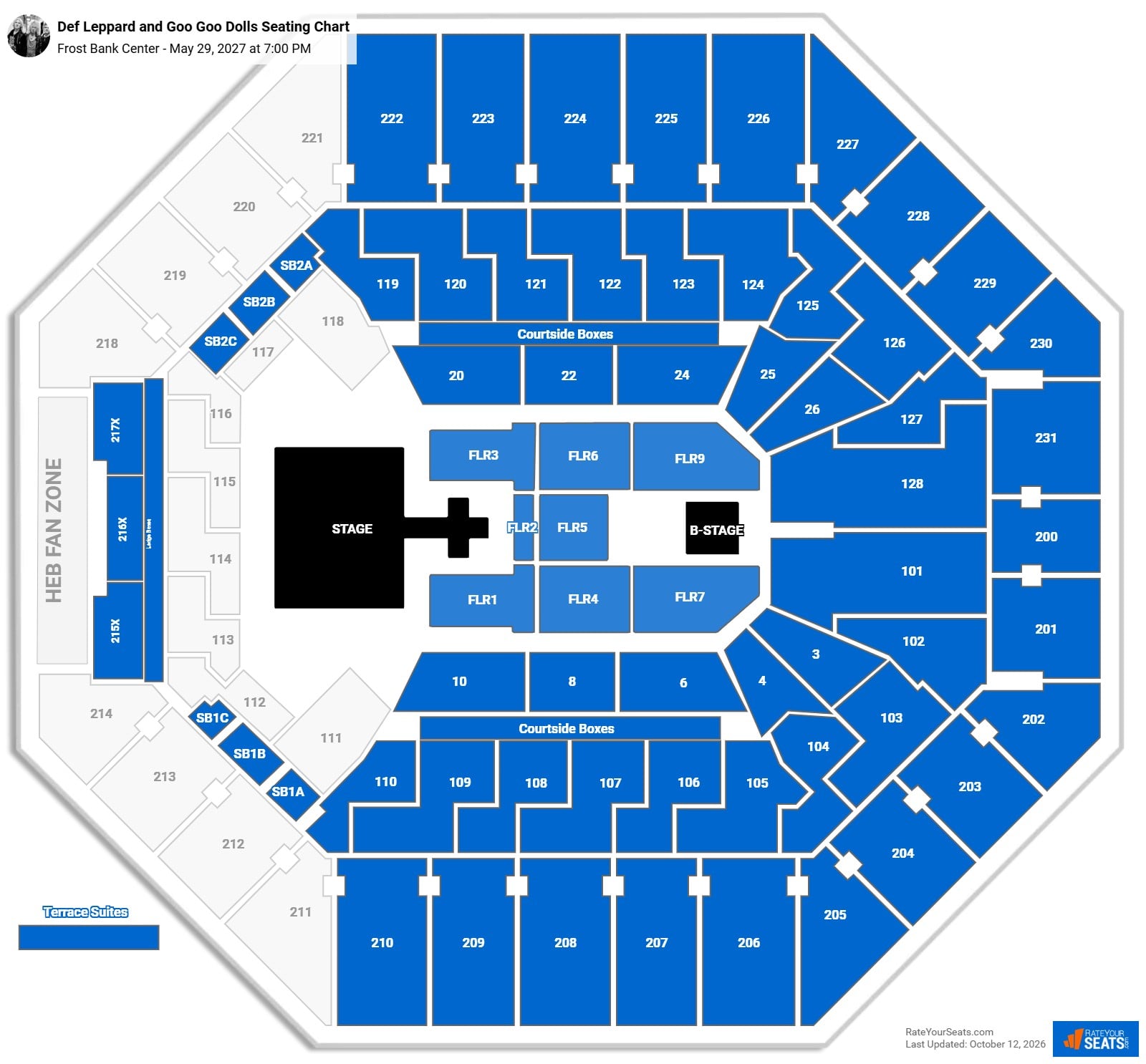 Def Leppard and Goo Goo Dolls Seating Chart at Frost Bank Center
