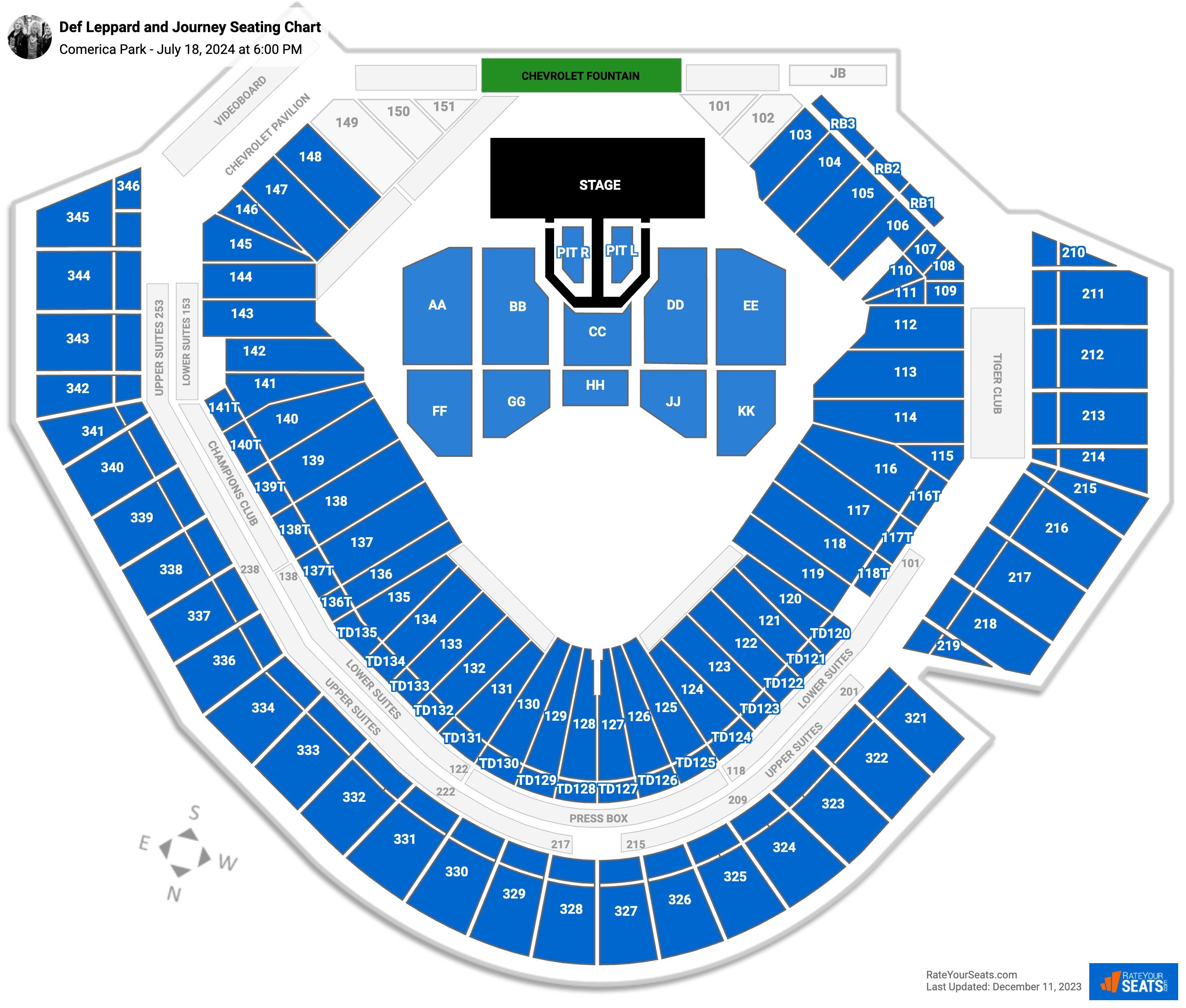 Comerica Park Concert Seating Chart