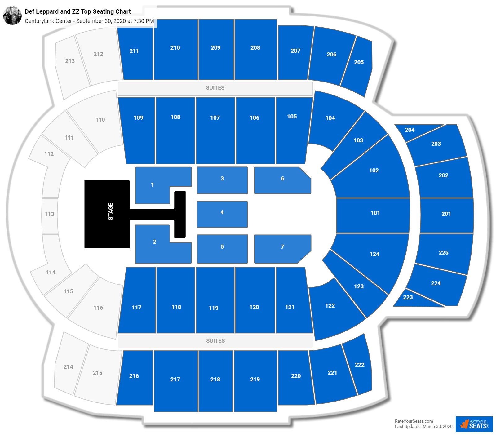 Def Leppard and ZZ Top seating chart CenturyLink Center