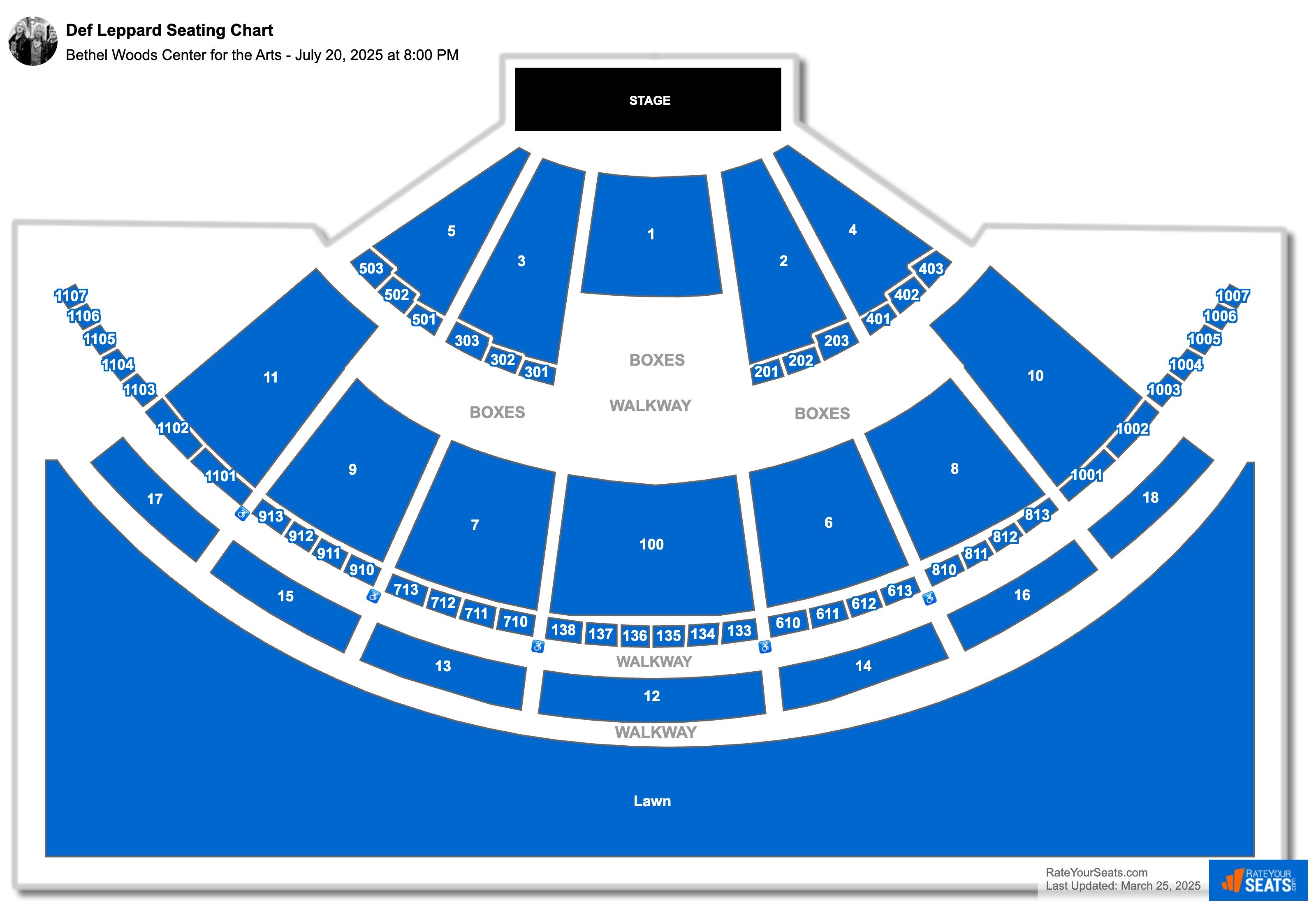Def Leppard seating chart Bethel Woods Center for the Arts