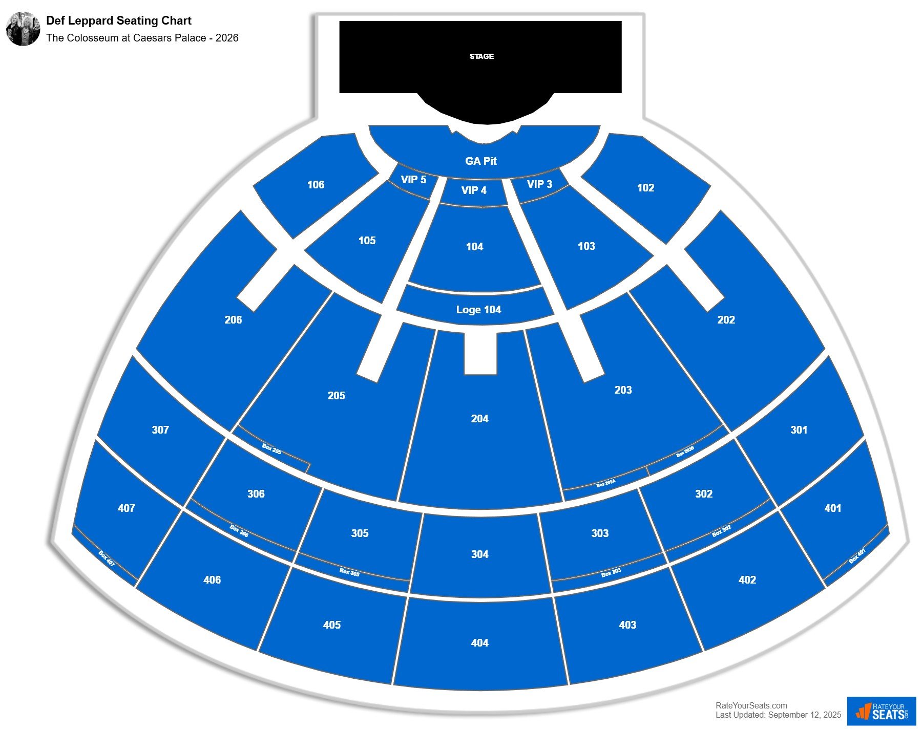 Def Leppard seating chart The Colosseum at Caesars Palace