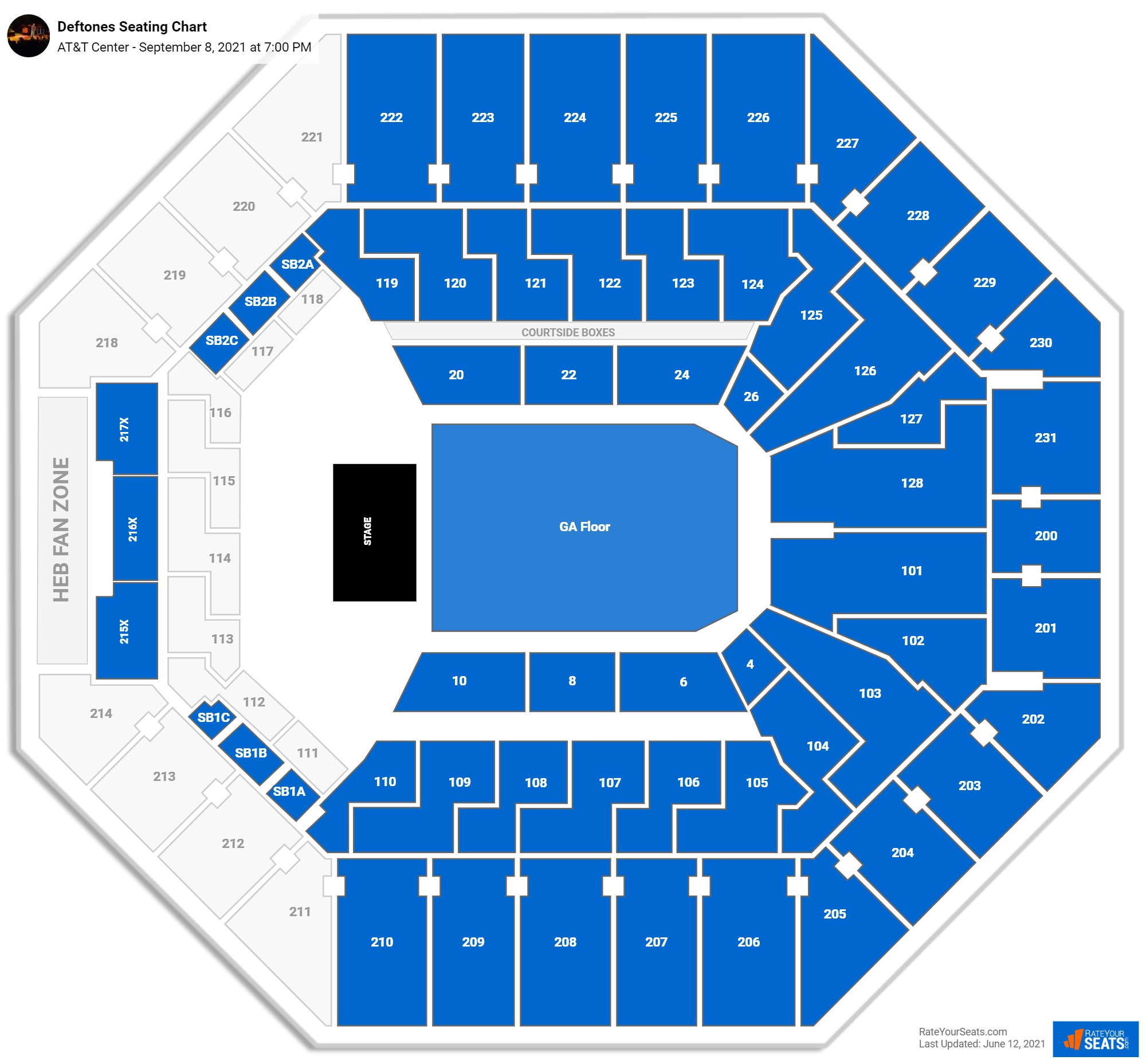 Deftones seating chart AT&T Center