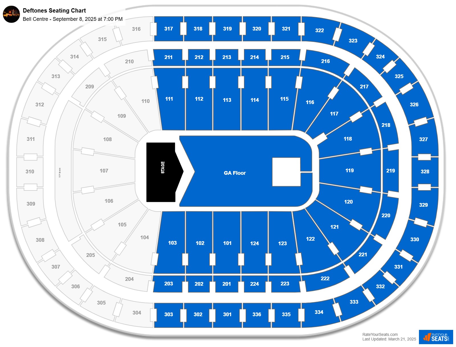Deftones seating chart Bell Centre