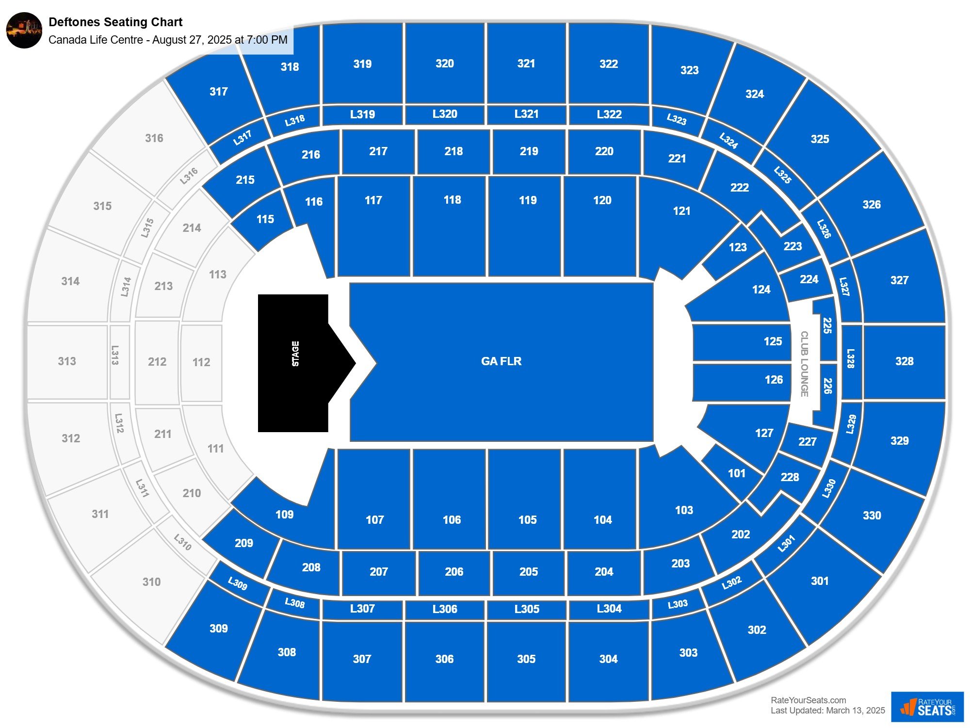 Deftones seating chart Canada Life Centre