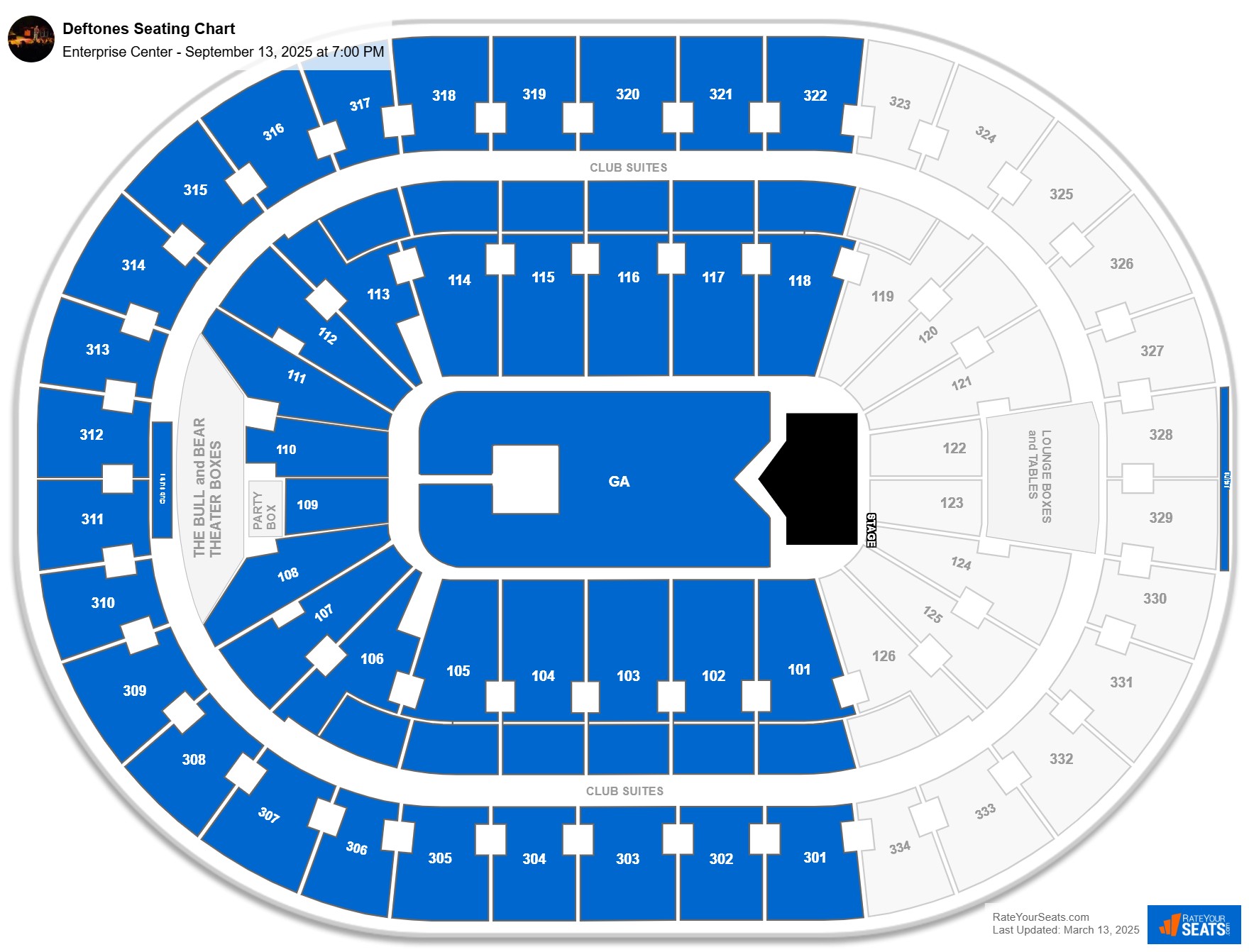 Deftones seating chart Enterprise Center