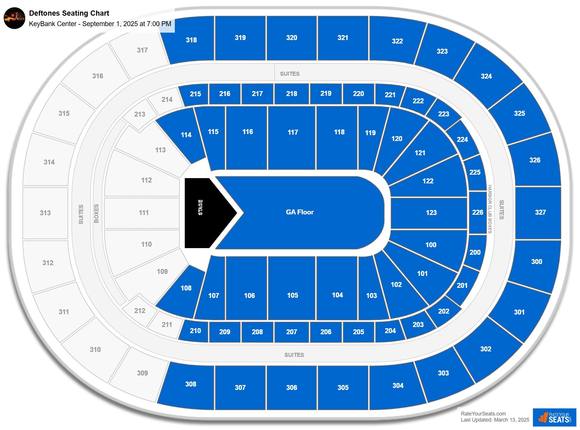 Deftones seating chart KeyBank Center