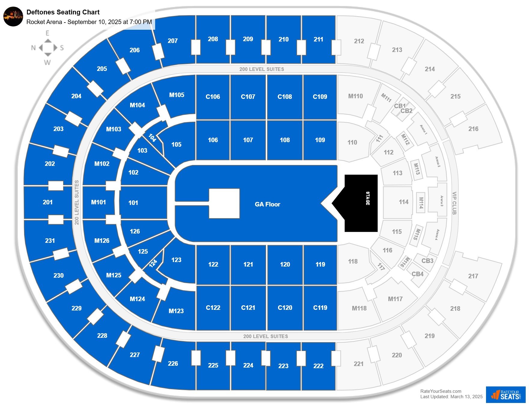 Deftones seating chart Rocket Arena