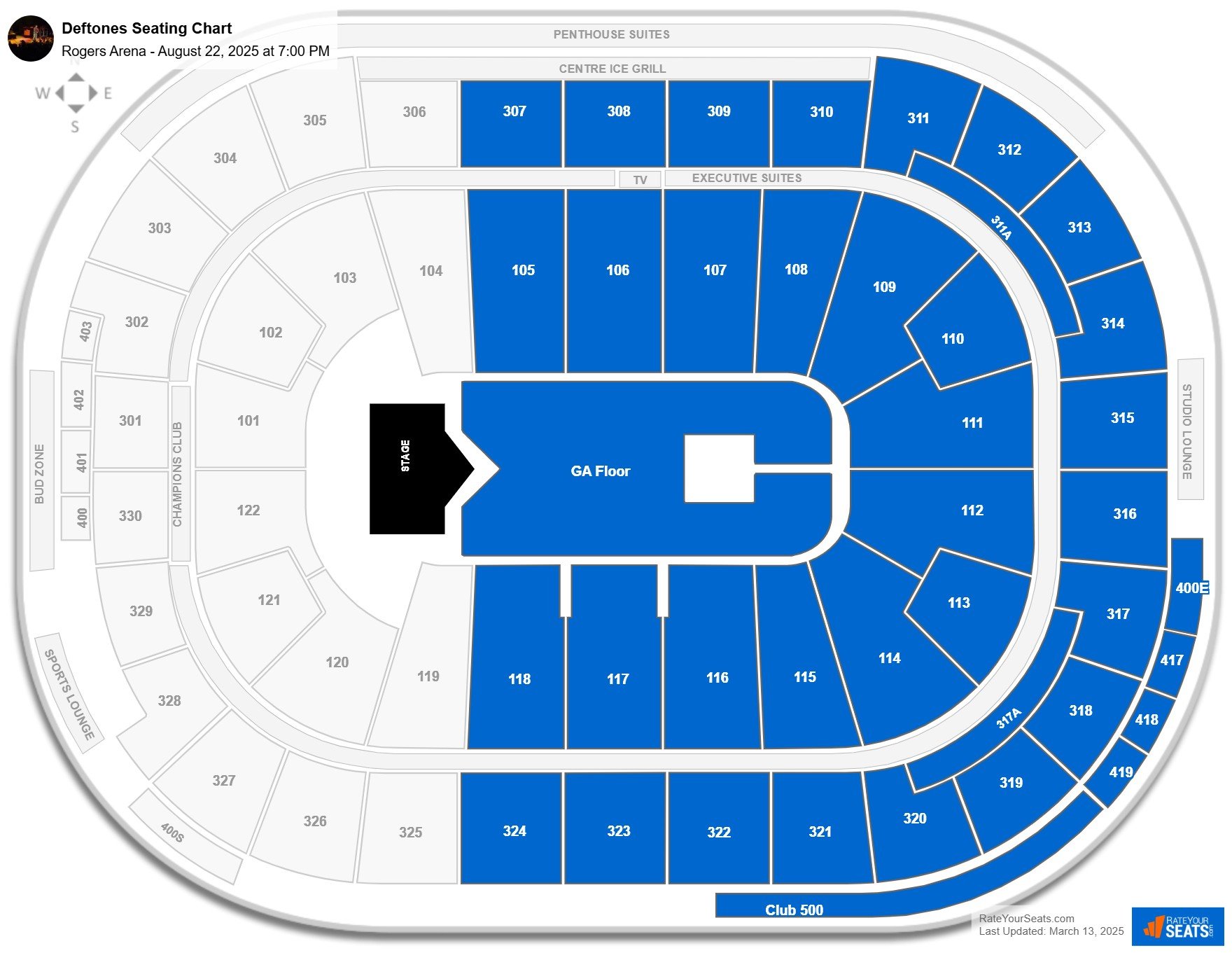 Deftones seating chart Rogers Arena