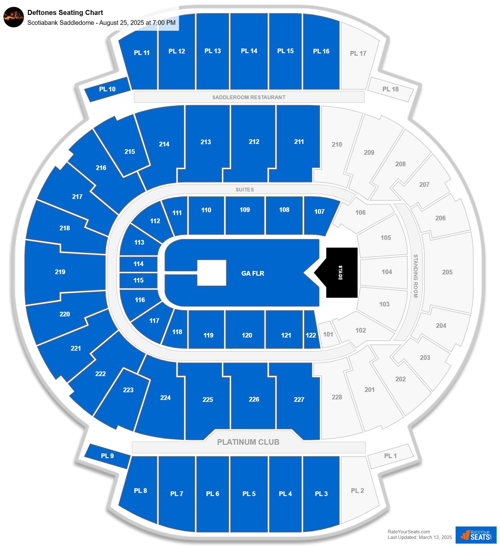 Deftones seating chart Scotiabank Saddledome