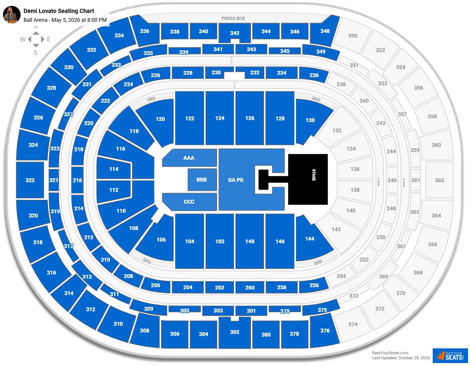 Demi Lovato seating chart Ball Arena