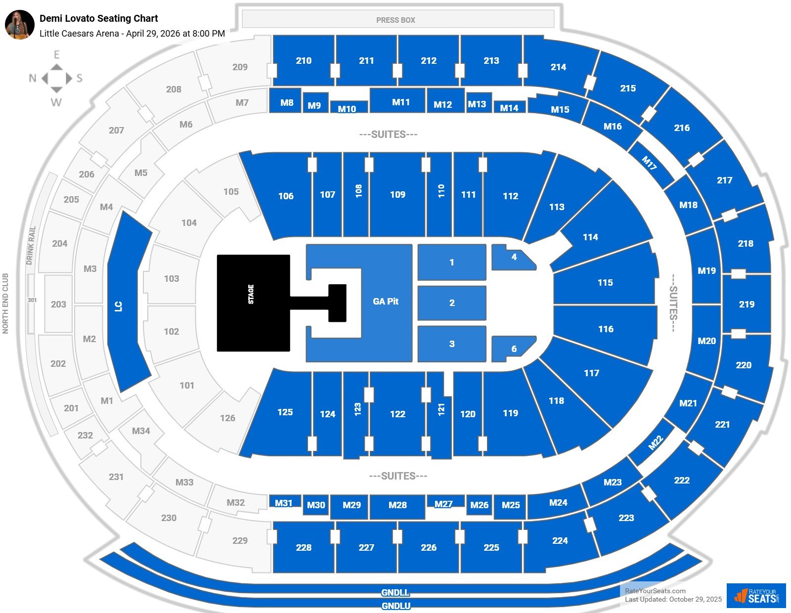 Demi Lovato seating chart Little Caesars Arena