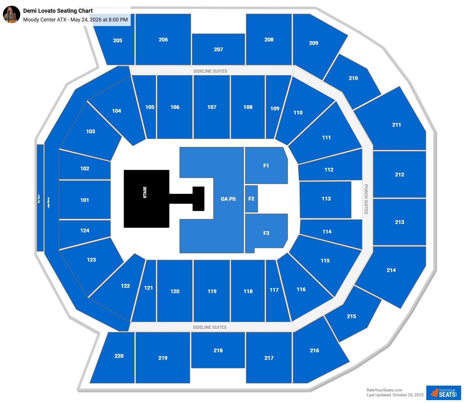 Demi Lovato seating chart Moody Center ATX