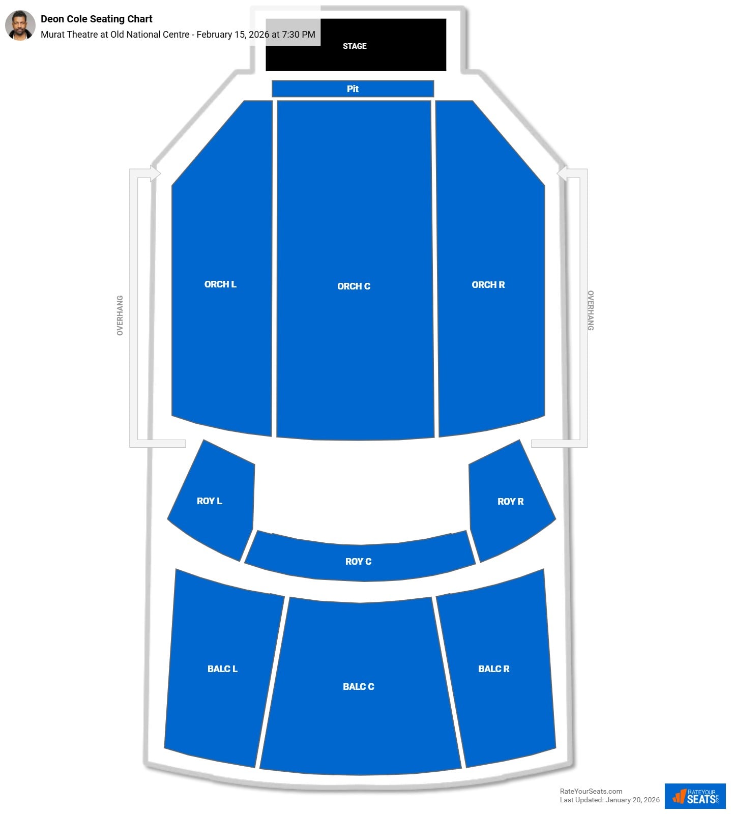 Deon Cole seating chart Murat Theatre at Old National Centre