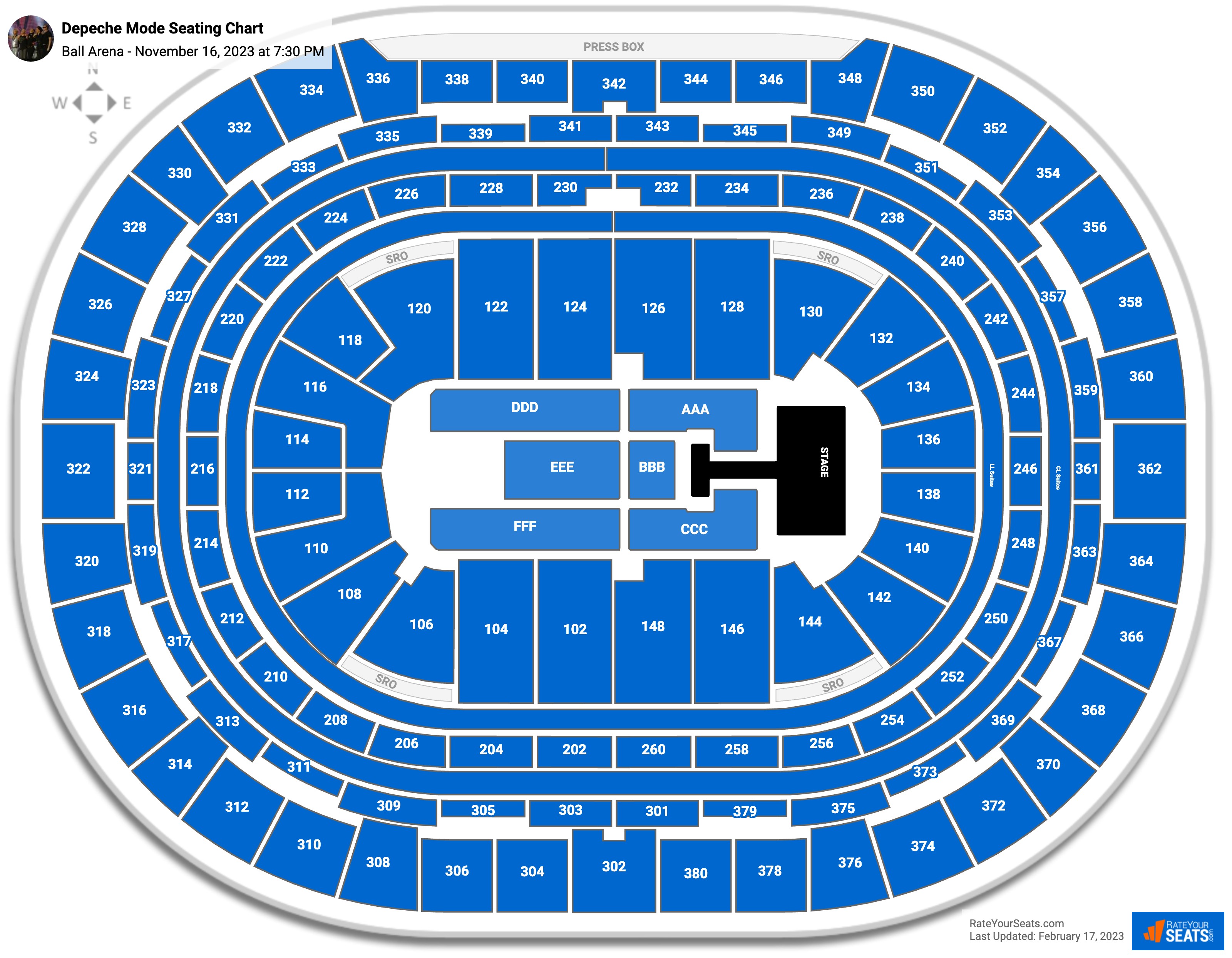 Depeche Mode seating chart Ball Arena