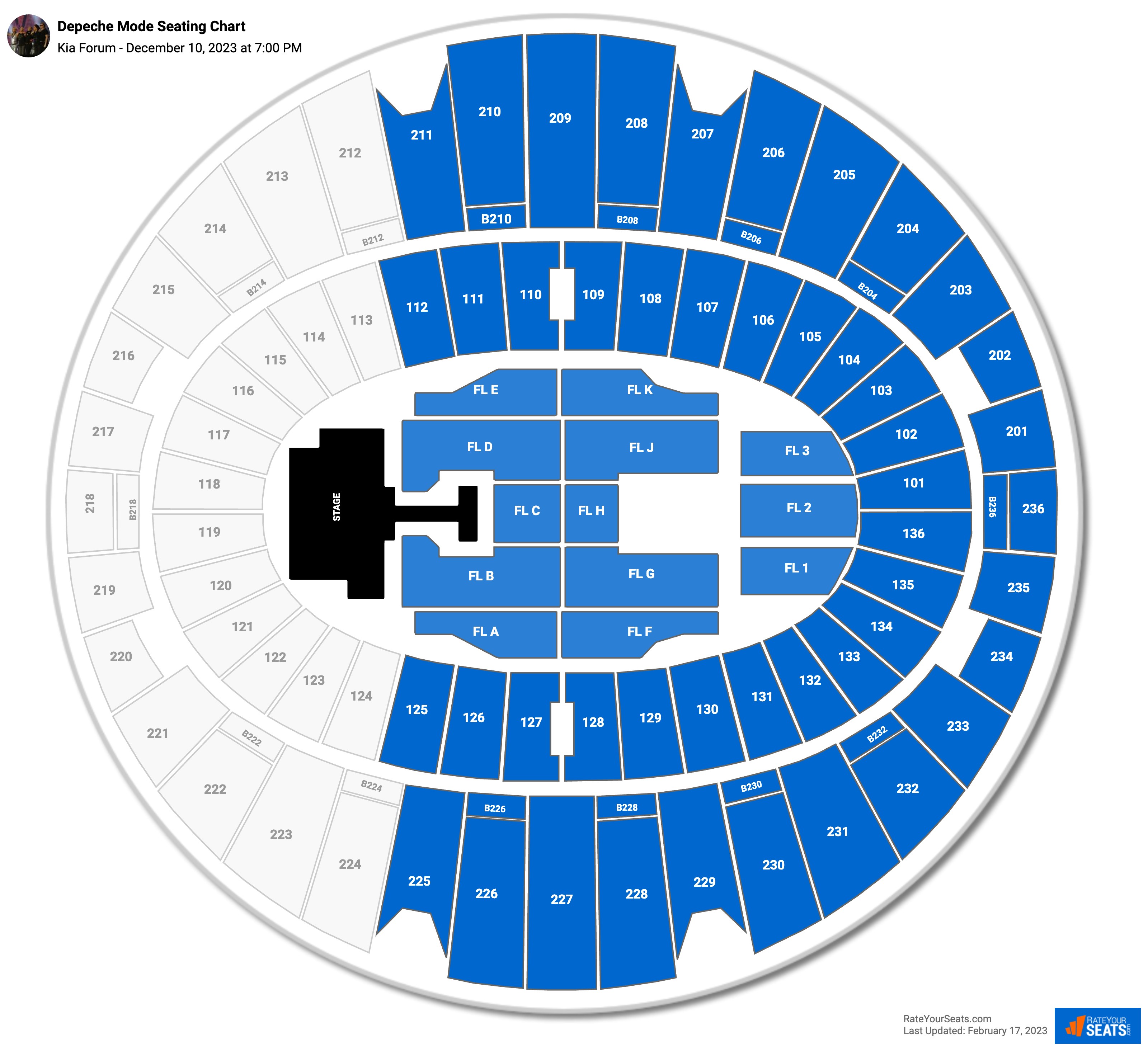 Depeche Mode seating chart Kia Forum