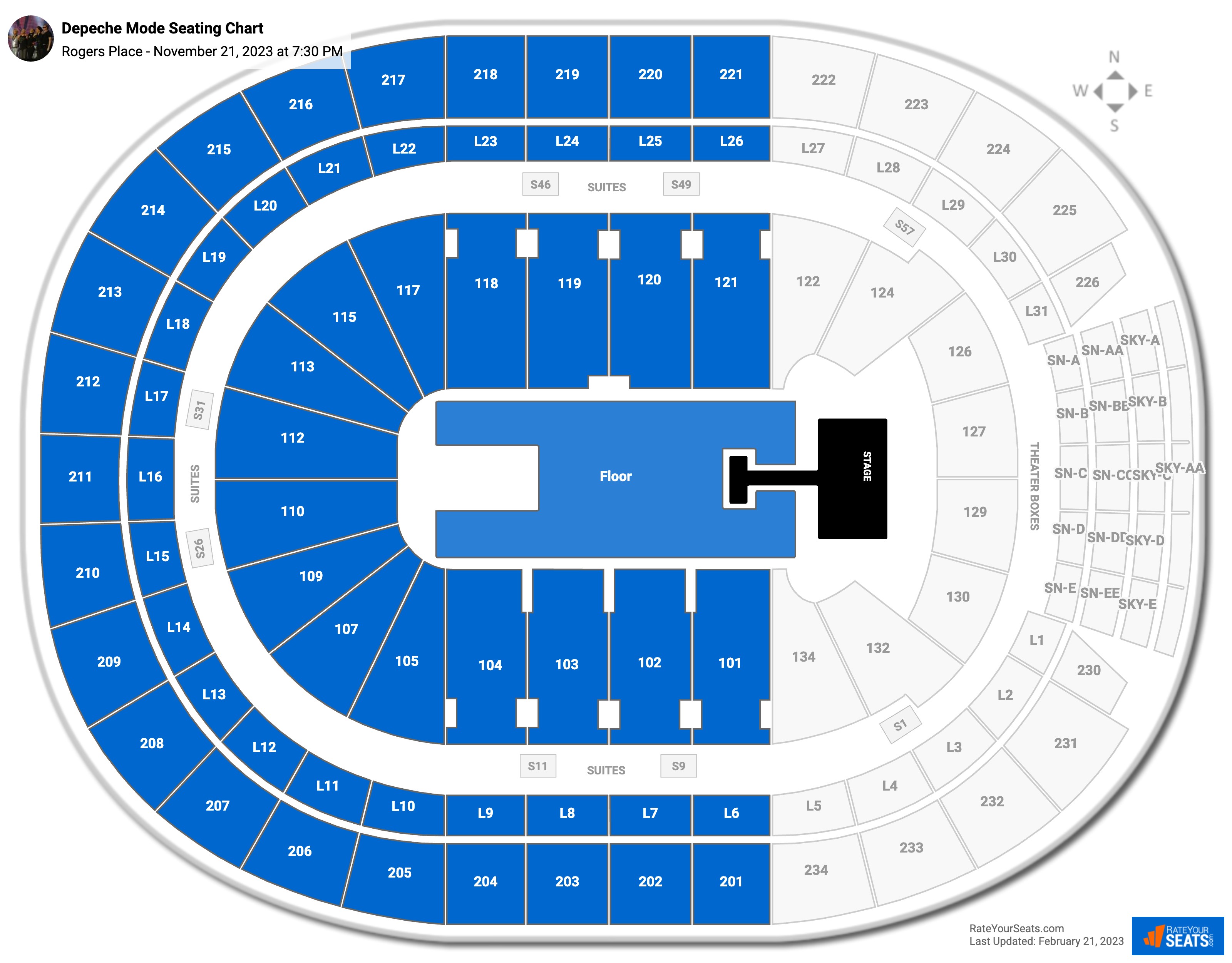 Depeche Mode seating chart Rogers Place