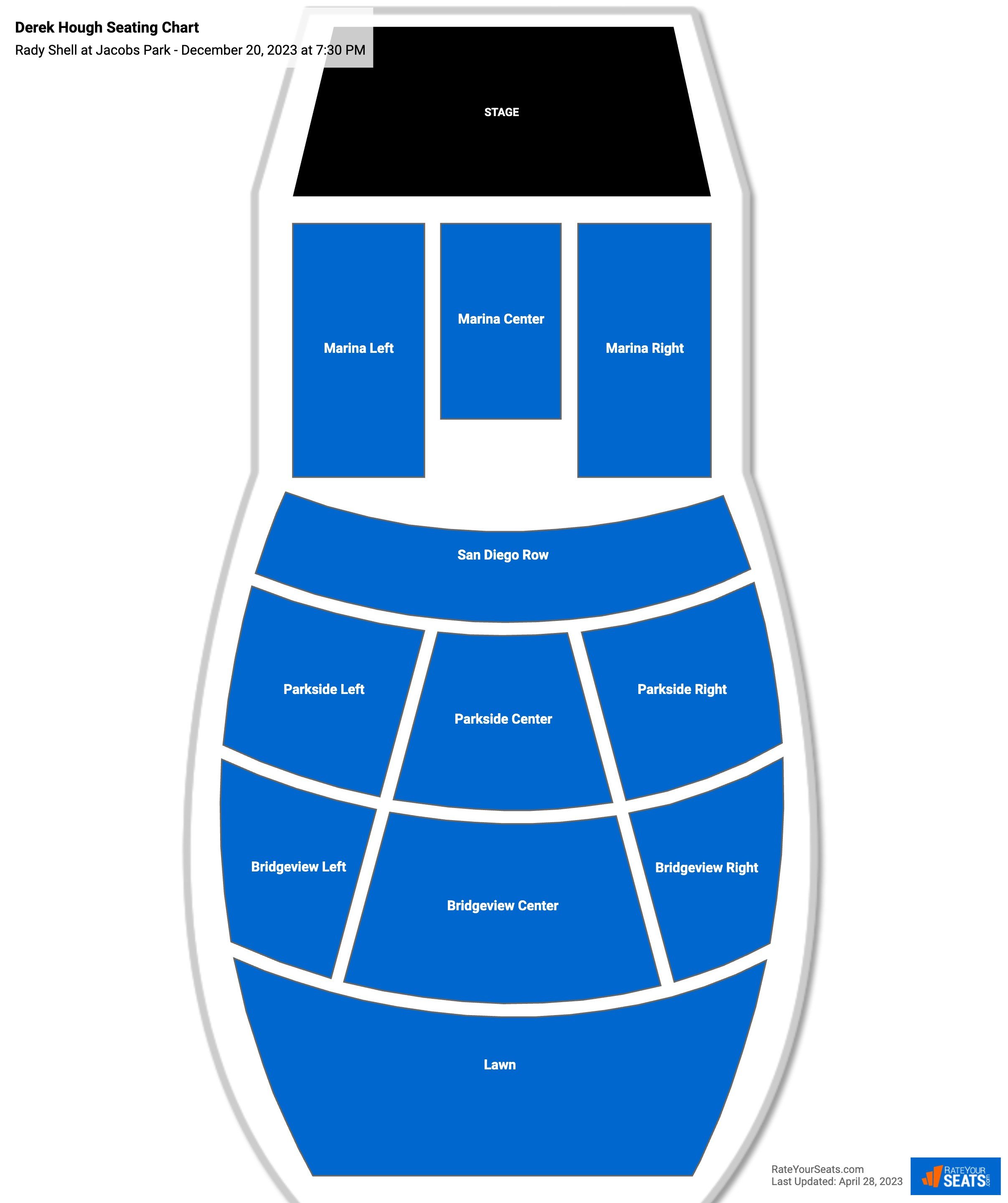 Derek Hough seating chart Rady Shell at Jacobs Park