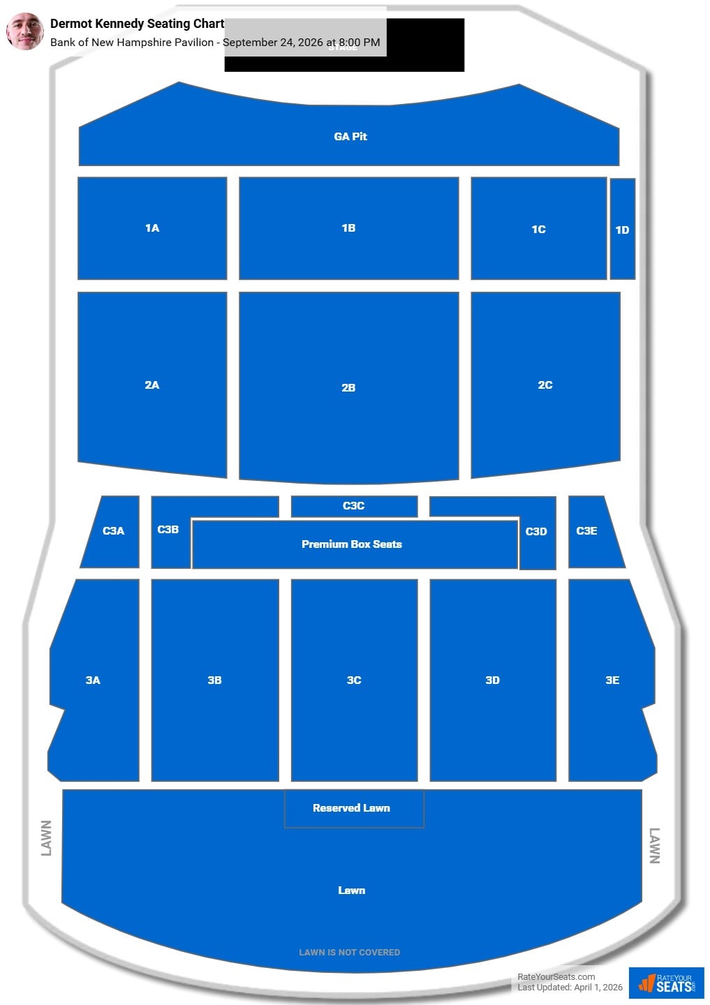 Dermot Kennedy seating chart Bank of New Hampshire Pavilion