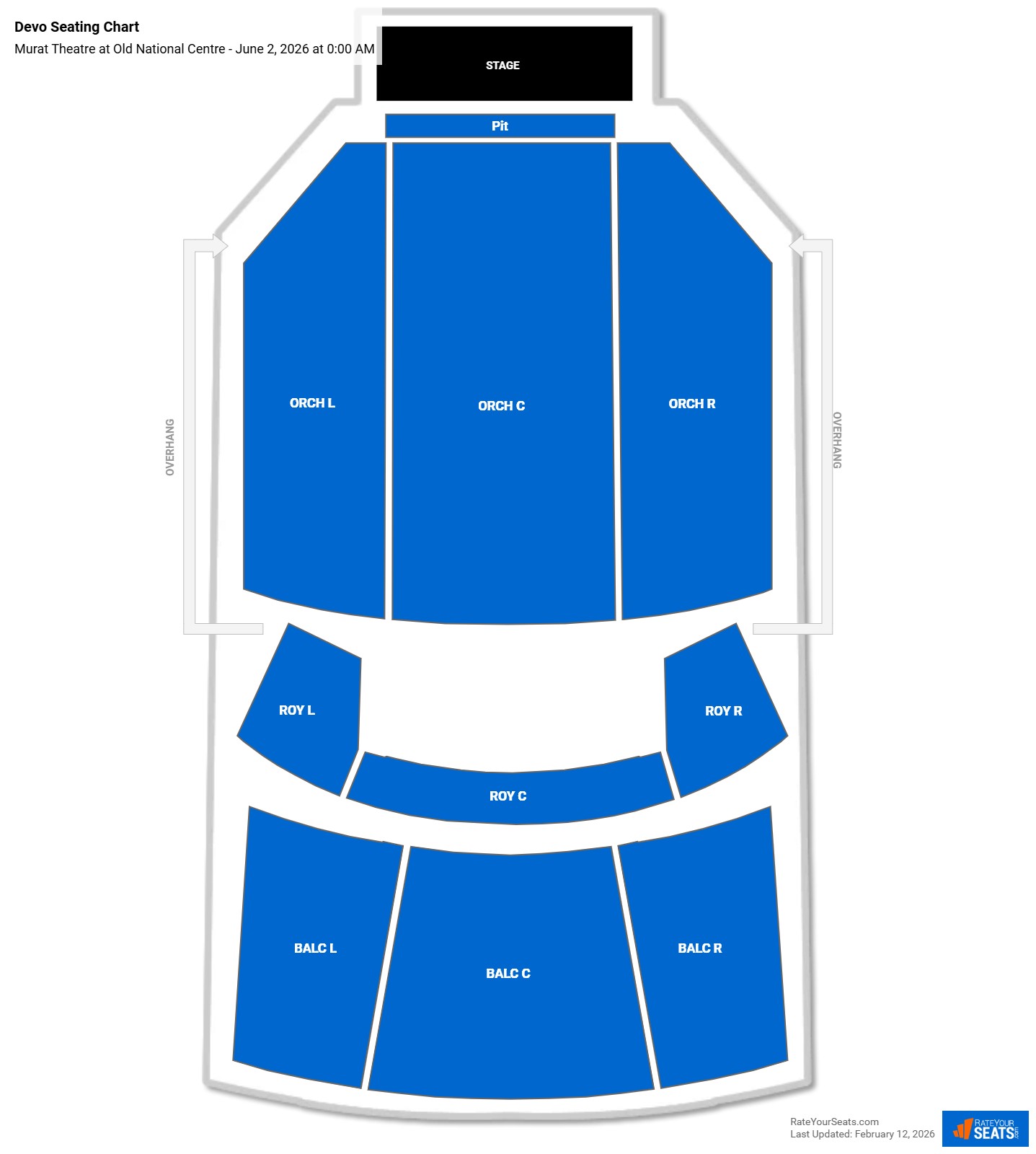 Devo seating chart Murat Theatre at Old National Centre