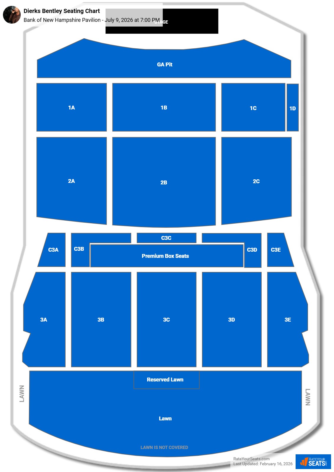 Dierks Bentley seating chart Bank of New Hampshire Pavilion